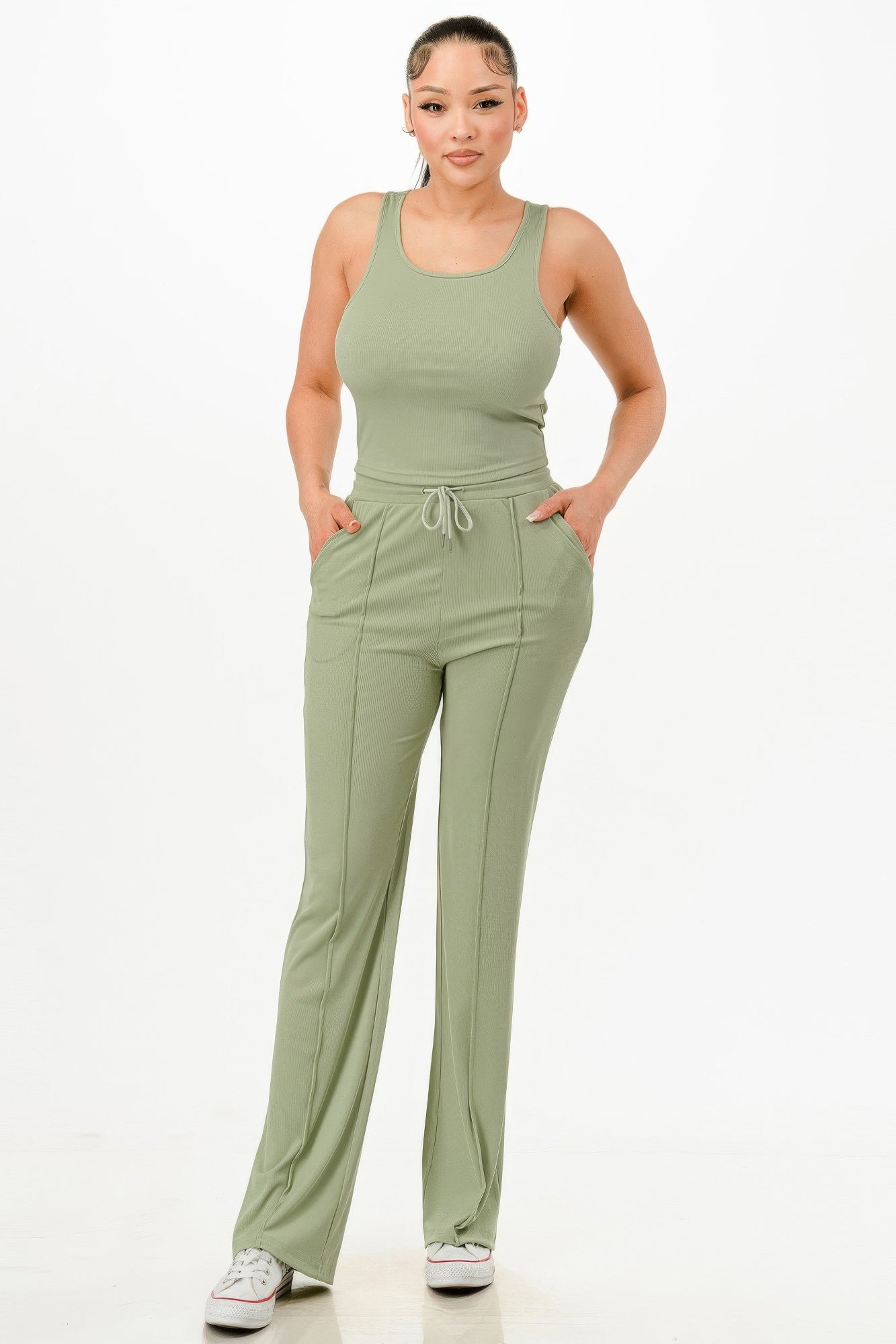 Ribbed Tank Top And Pant Set product image