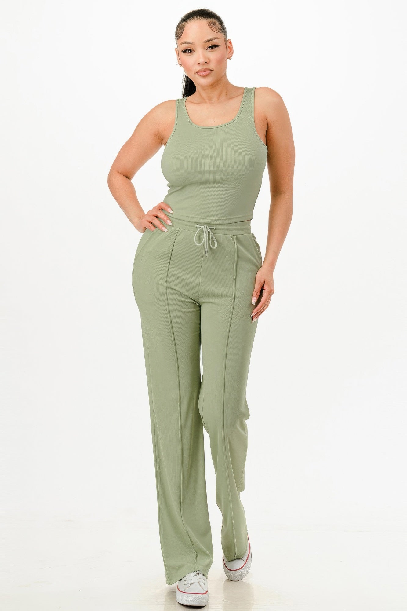 Ribbed Tank Top And Pant Set product image