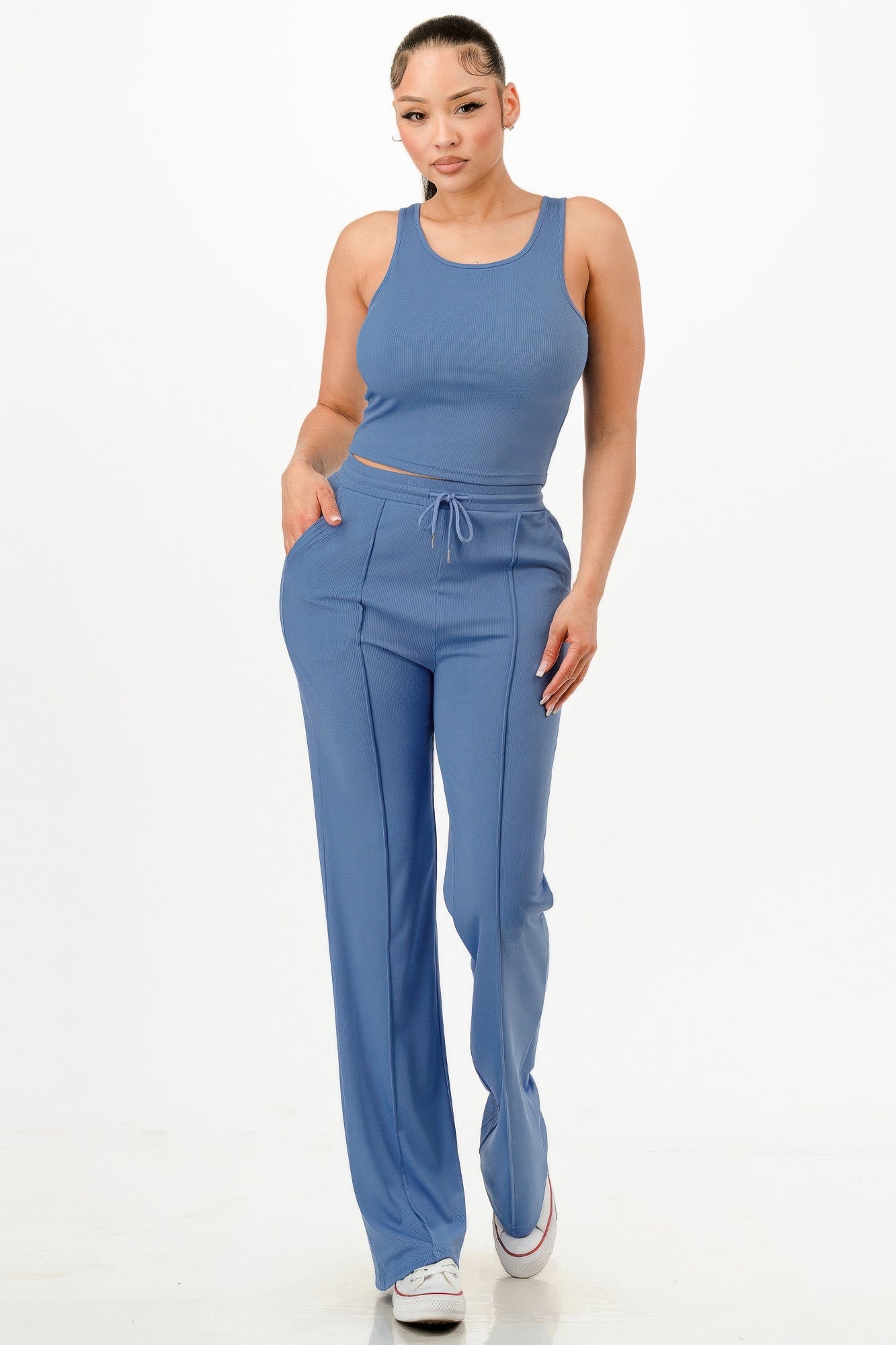 Ribbed Tank Top And Pant Set product image