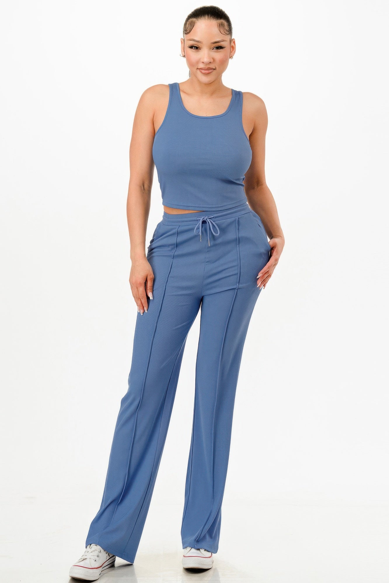 Ribbed Tank Top And Pant Set product image