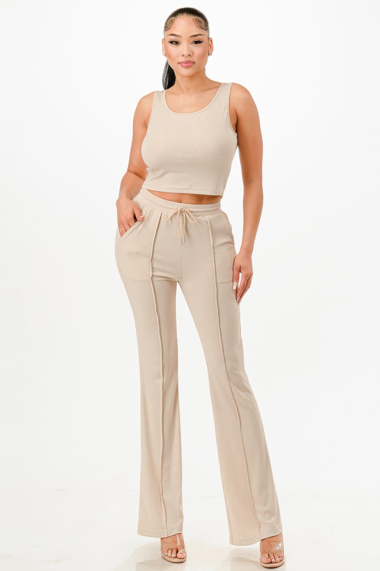 Ribbed Tank Top And Pant Set product image
