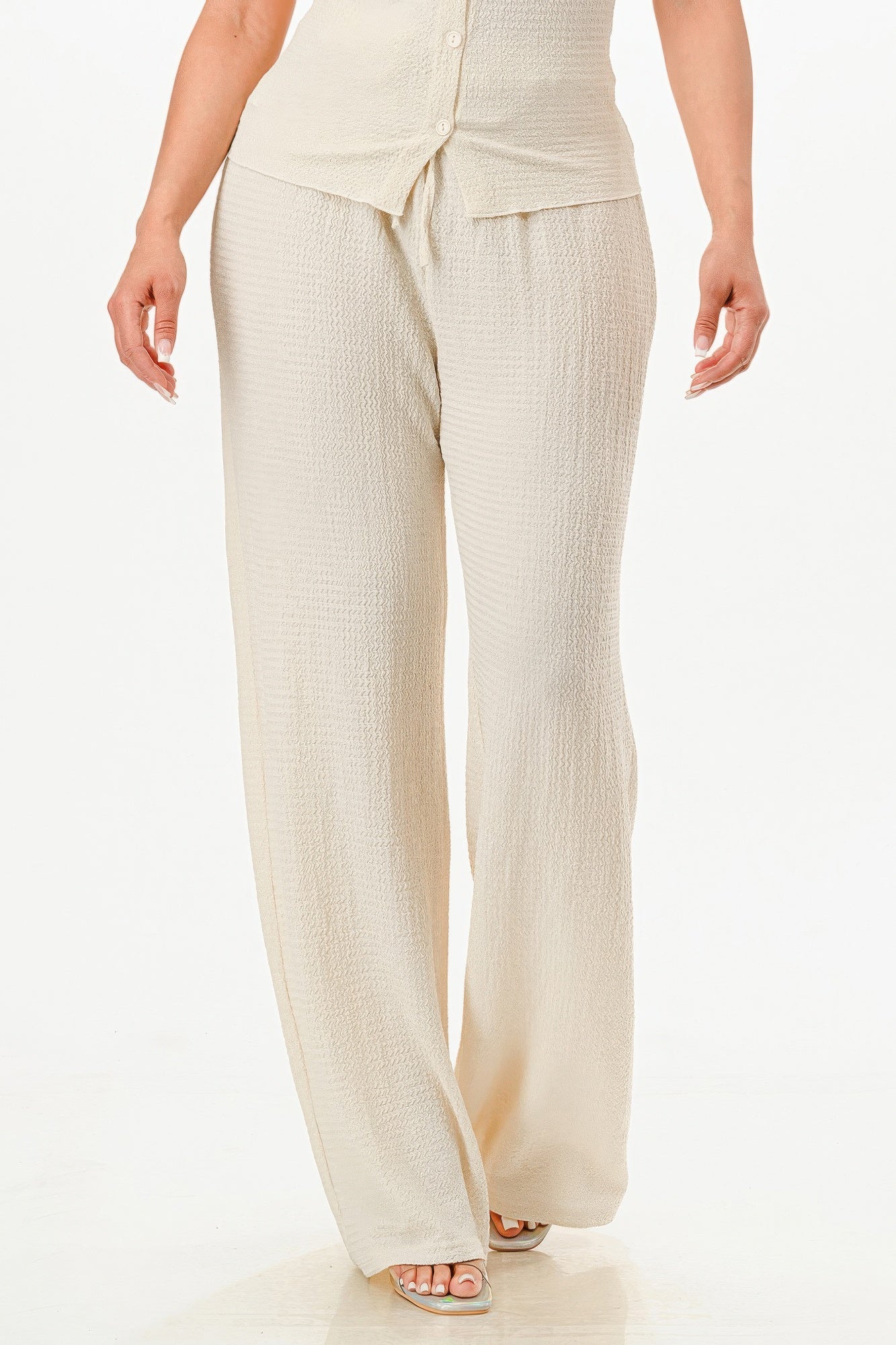 Textured Polo Top And Pants Set product image