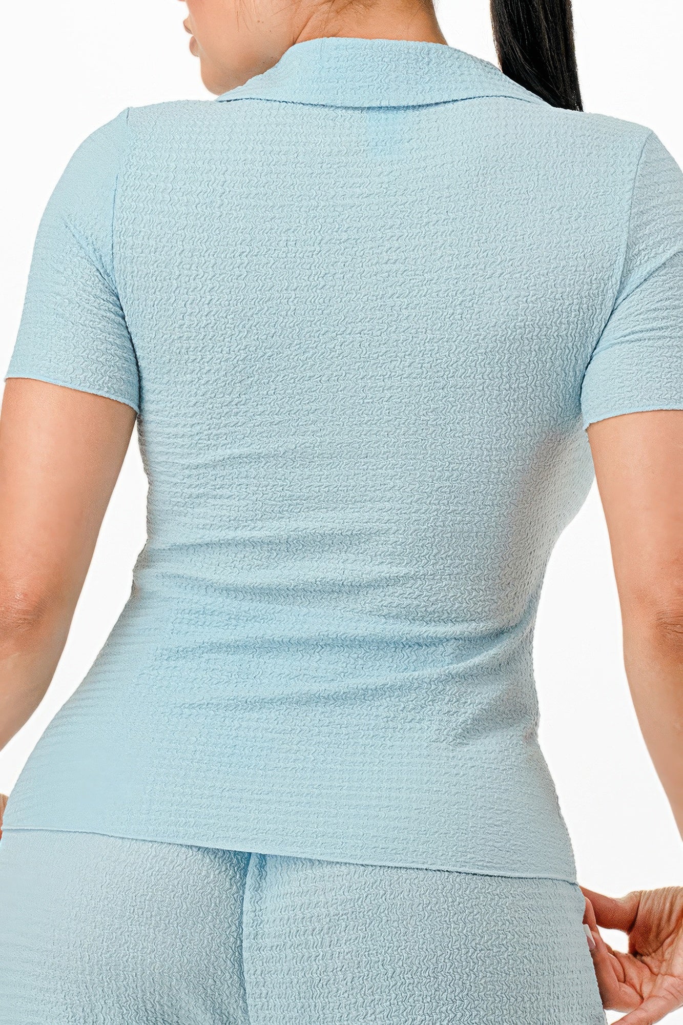 Textured Polo Top And Pants Set product image