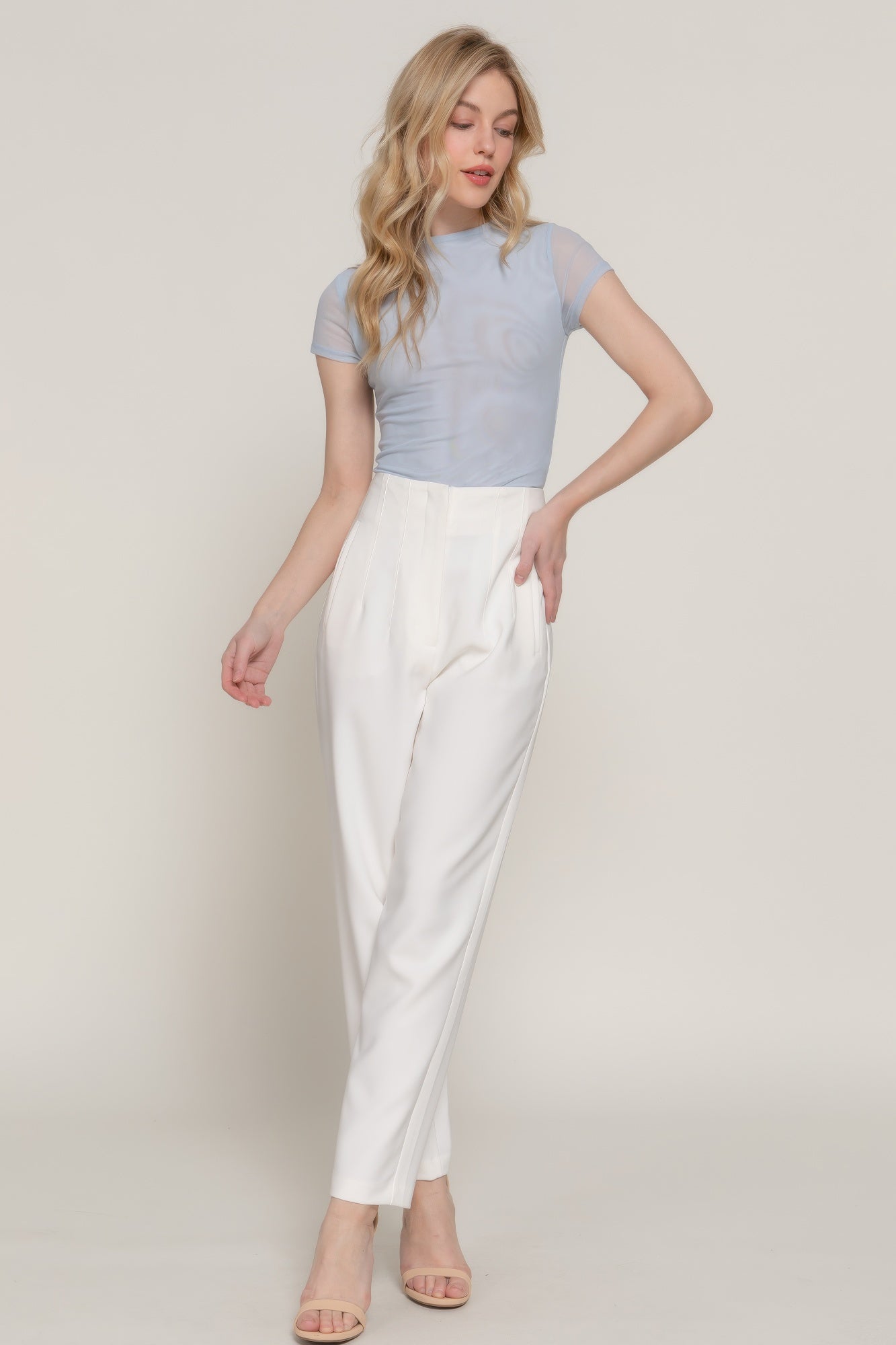 Short Cap Slv High Neck 2 Ply Mesh Top product image