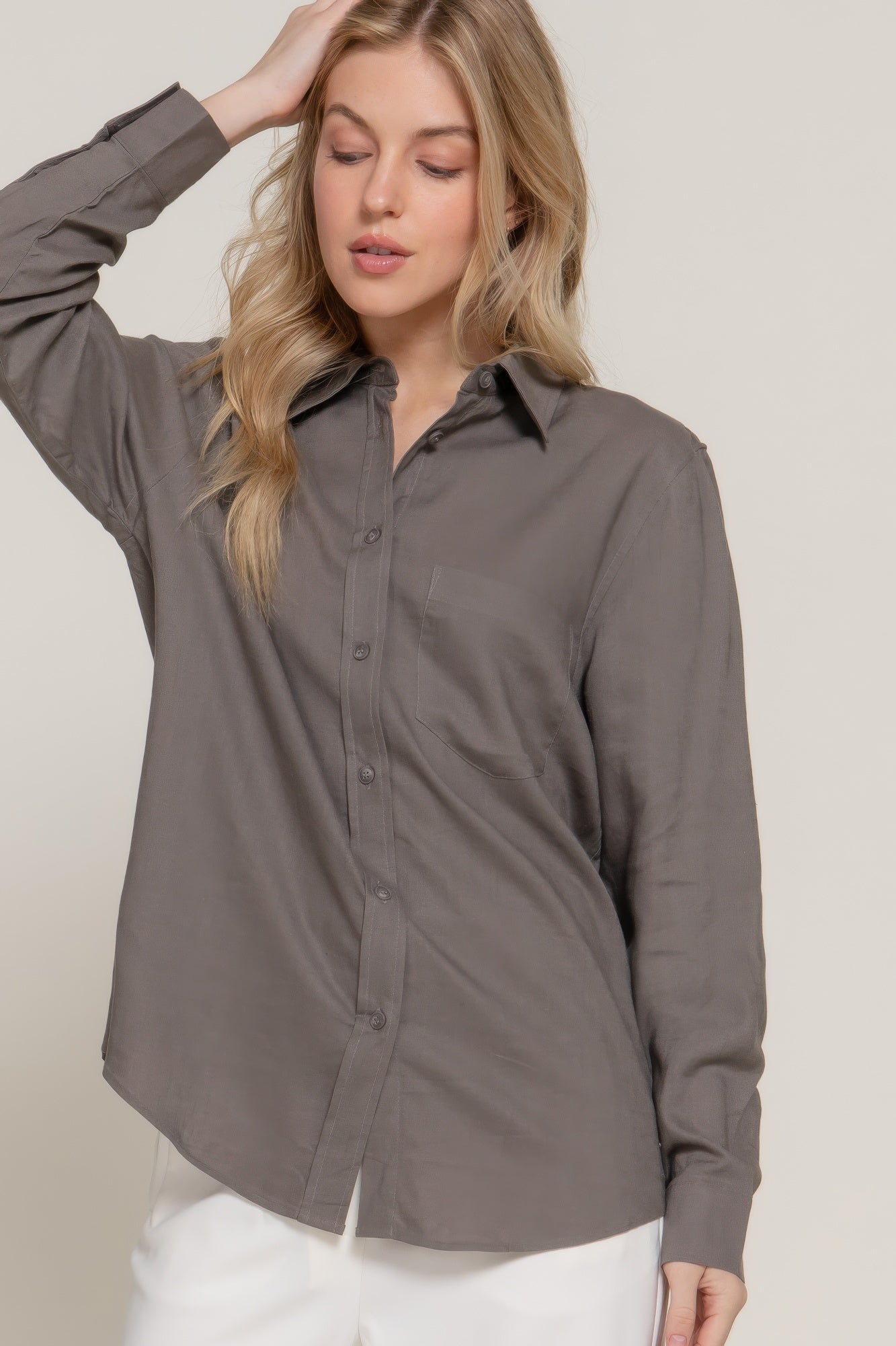 Long Sleeve Linen Blend Shirt product image