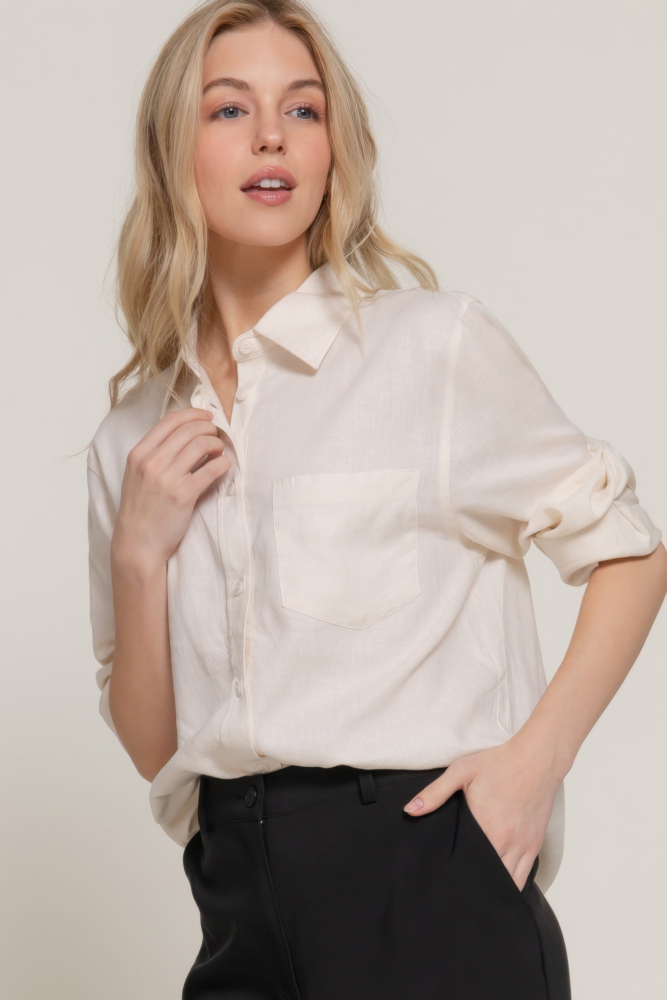 Long Sleeve Linen Blend Shirt product image