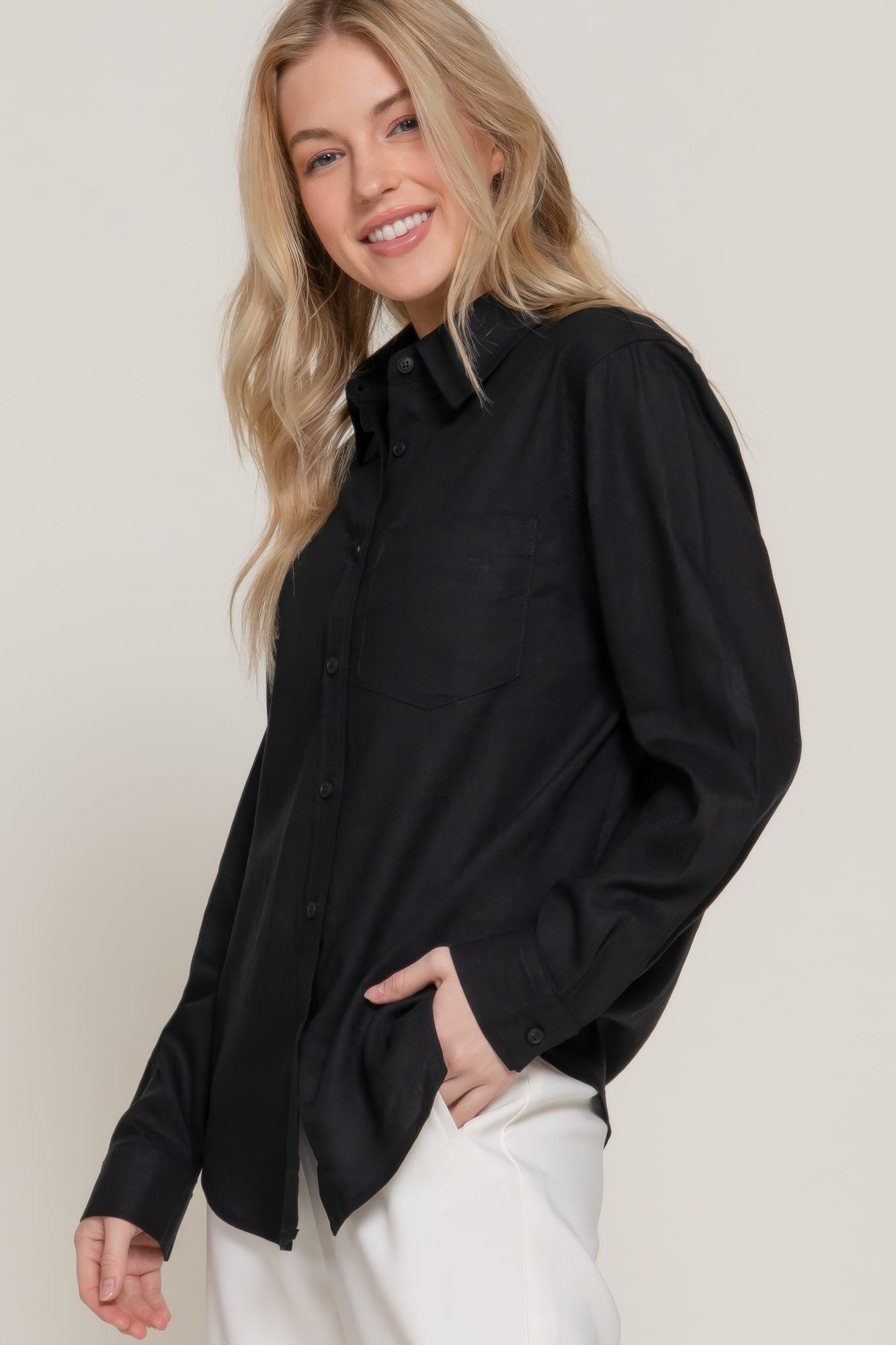 Long Sleeve Linen Blend Shirt product image