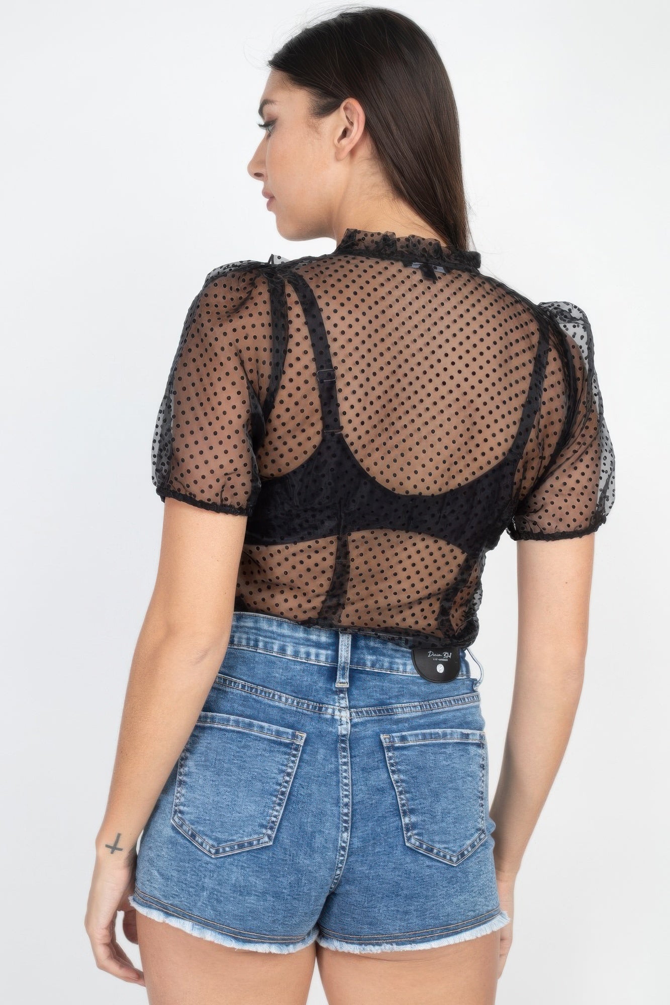 Sheer Ruffle-trim Dot Top product image