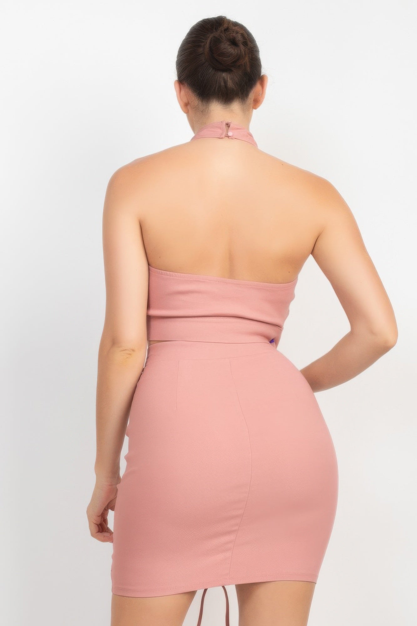 Cross Halter Top & Ruched Skirts Set product image