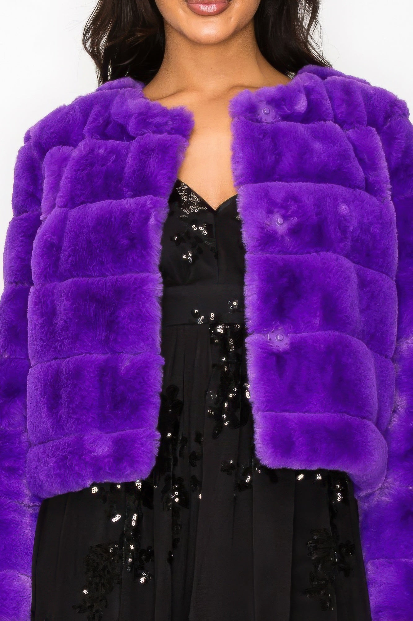 Faux Fur Buttoned Quilted Jacket product image