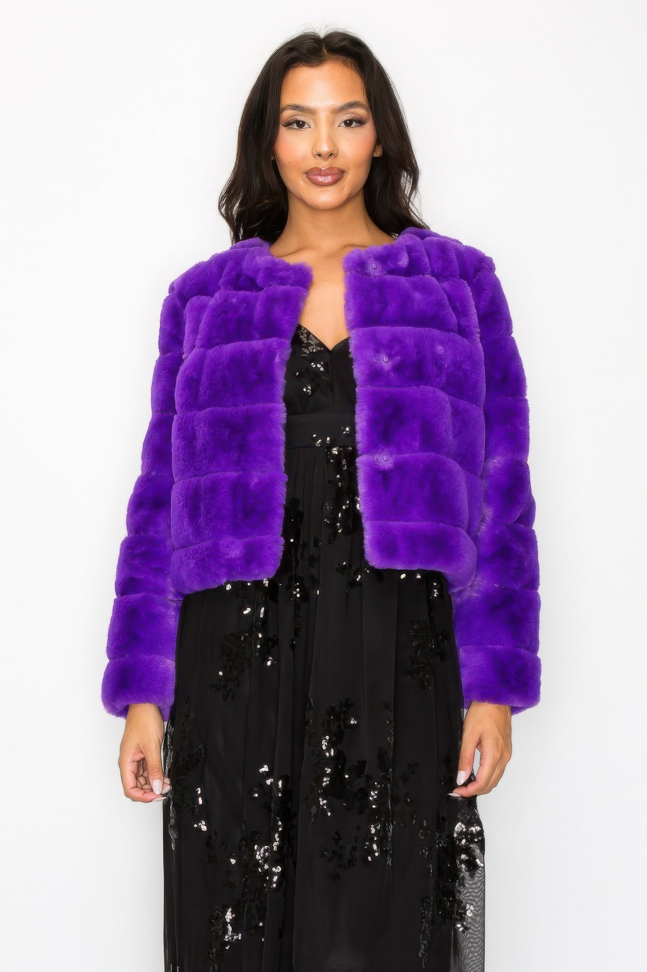 Faux Fur Buttoned Quilted Jacket product image