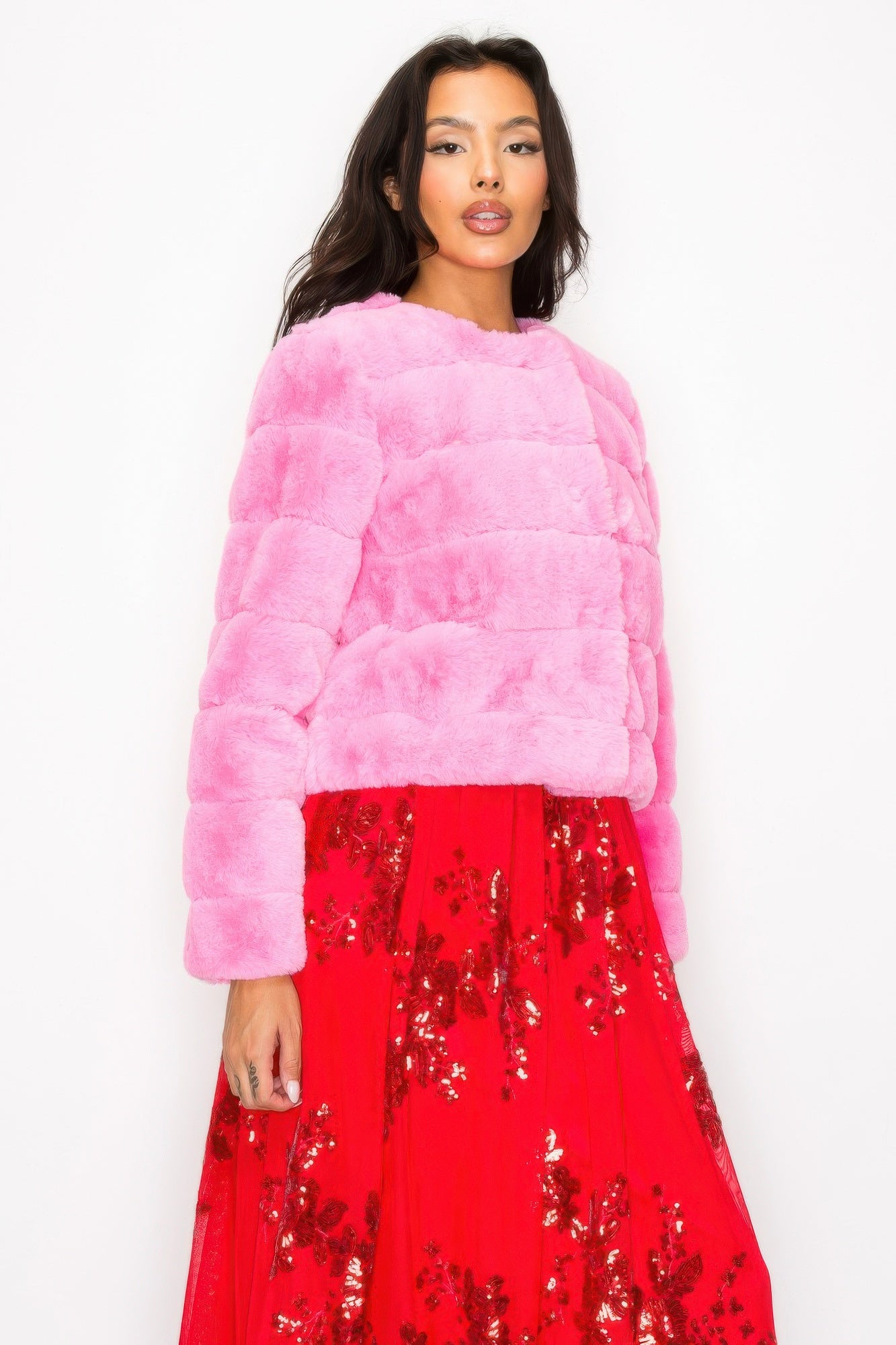 Faux Fur Buttoned Quilted Jacket product image