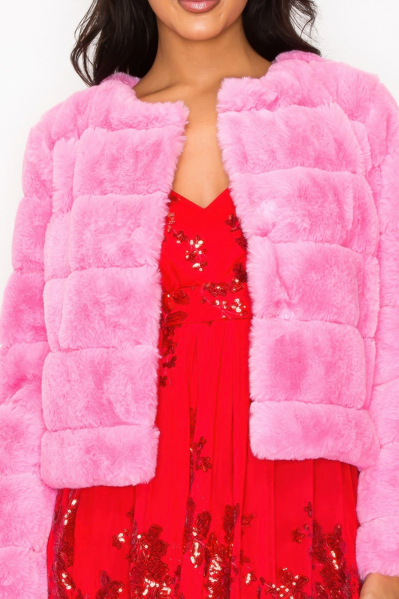 Faux Fur Buttoned Quilted Jacket product image