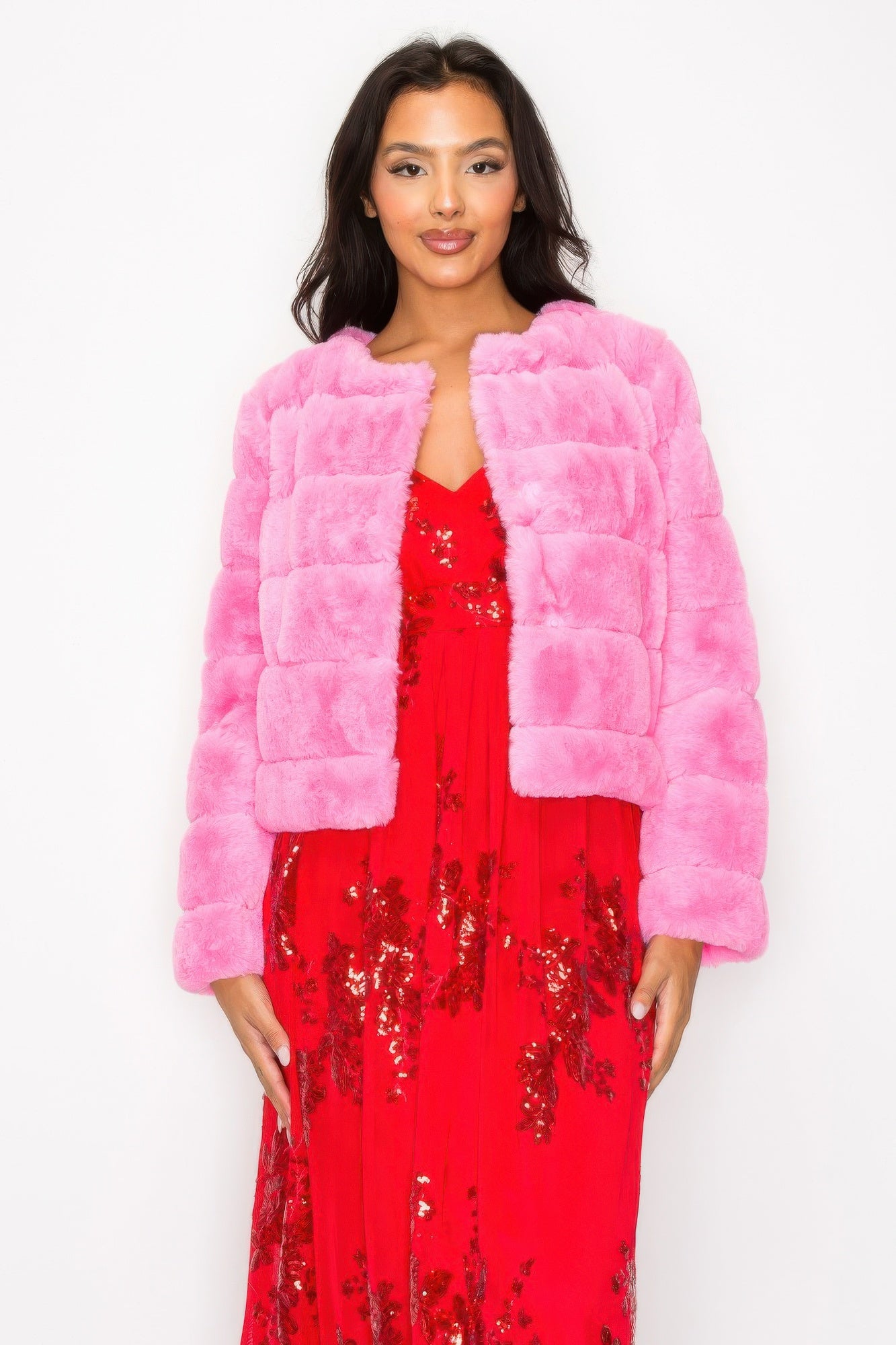 Faux Fur Buttoned Quilted Jacket product image