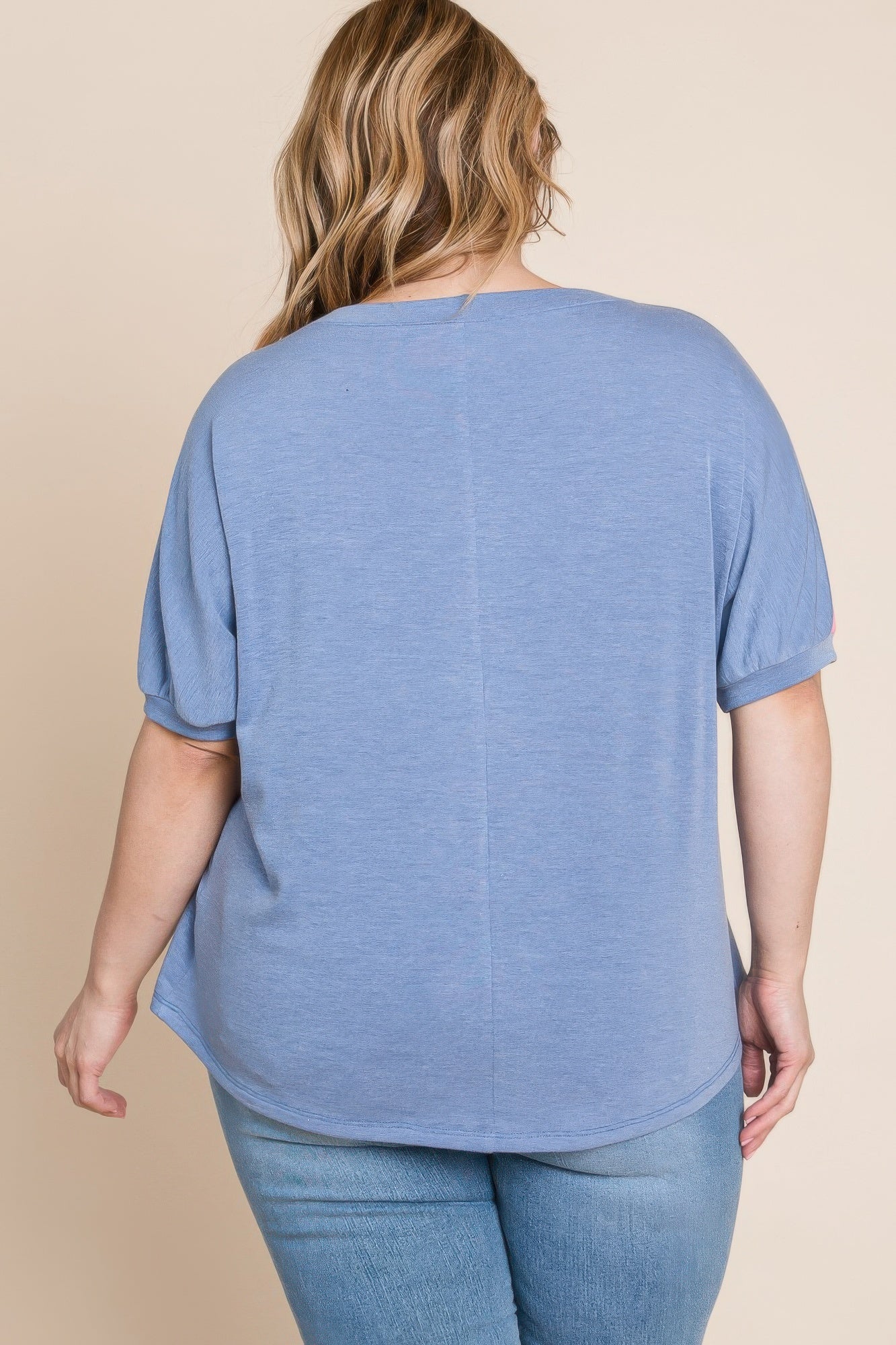 Plus Size Neon Animal Print Contrast Casual Top product image