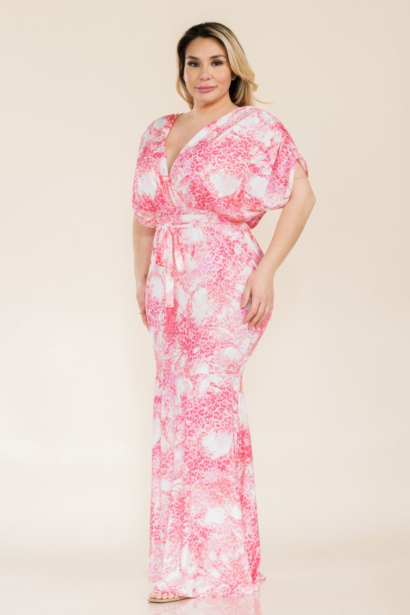 Printed Venesia Tie Waist Mermaid Maxi Dress product image