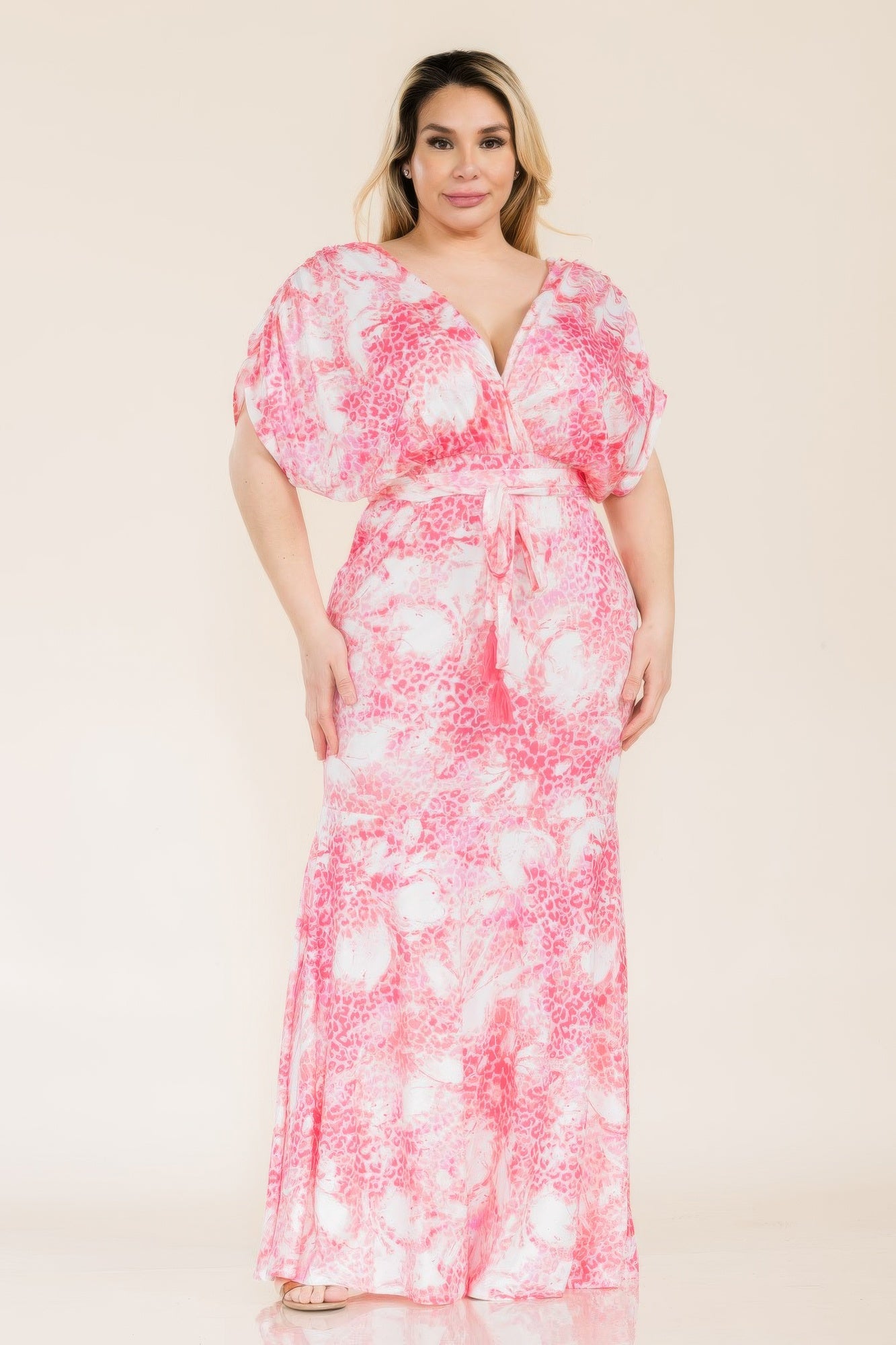 Printed Venesia Tie Waist Mermaid Maxi Dress product image