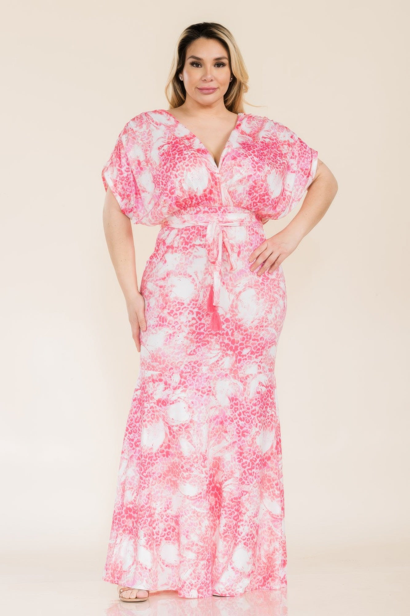 Printed Venesia Tie Waist Mermaid Maxi Dress product image