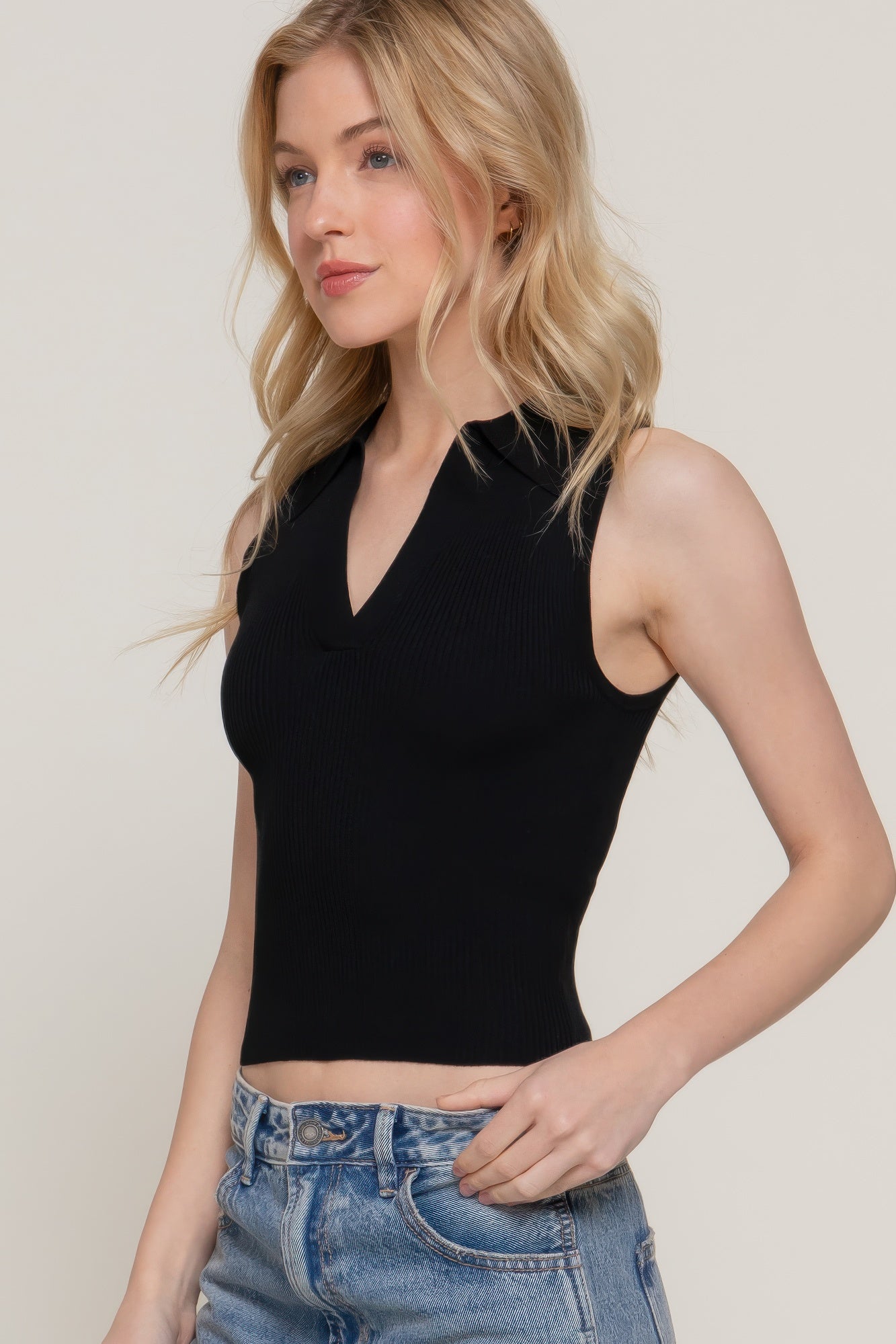 Sleeveless Polo Spring Sweater product image