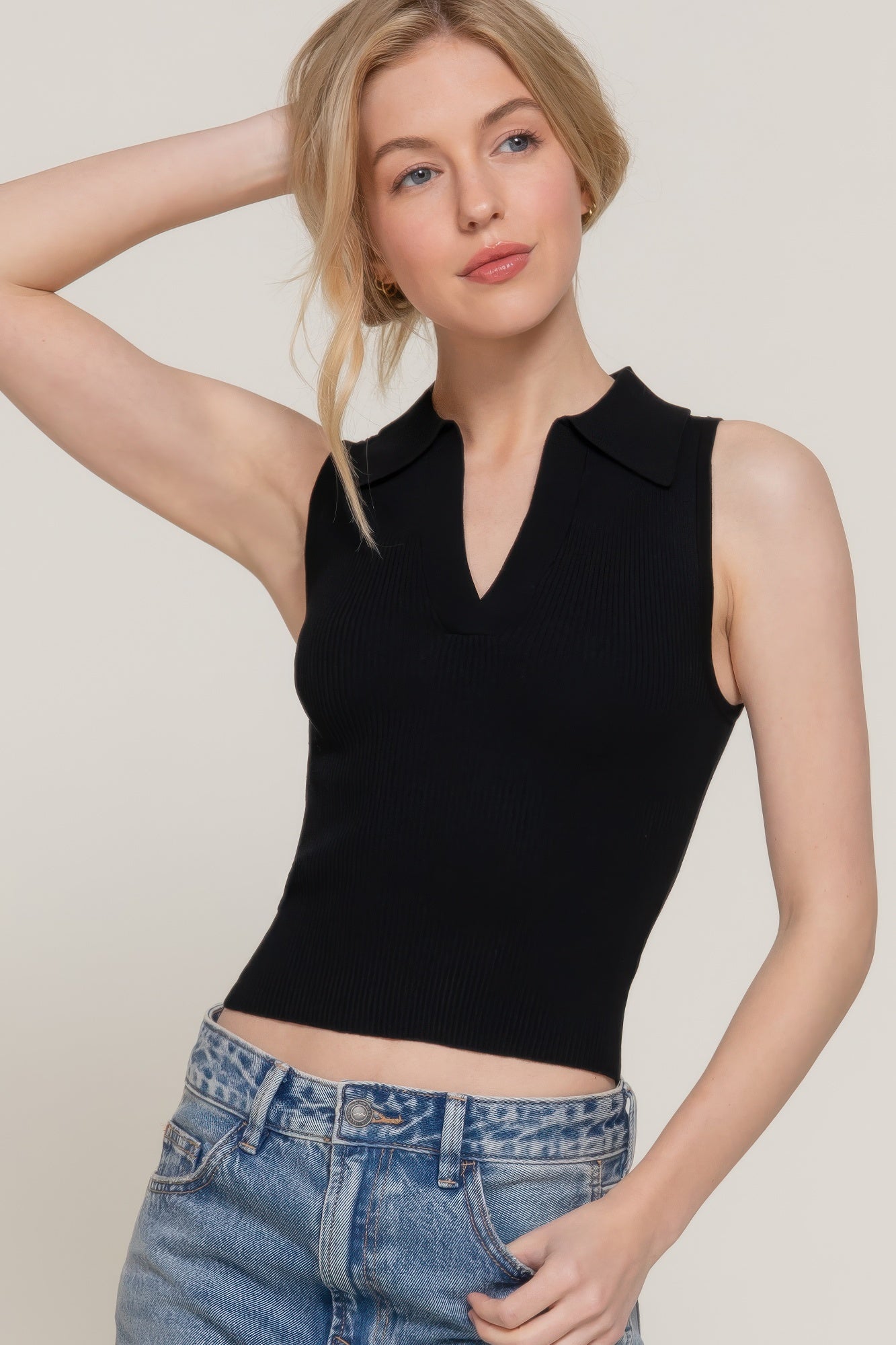 Sleeveless Polo Spring Sweater product image