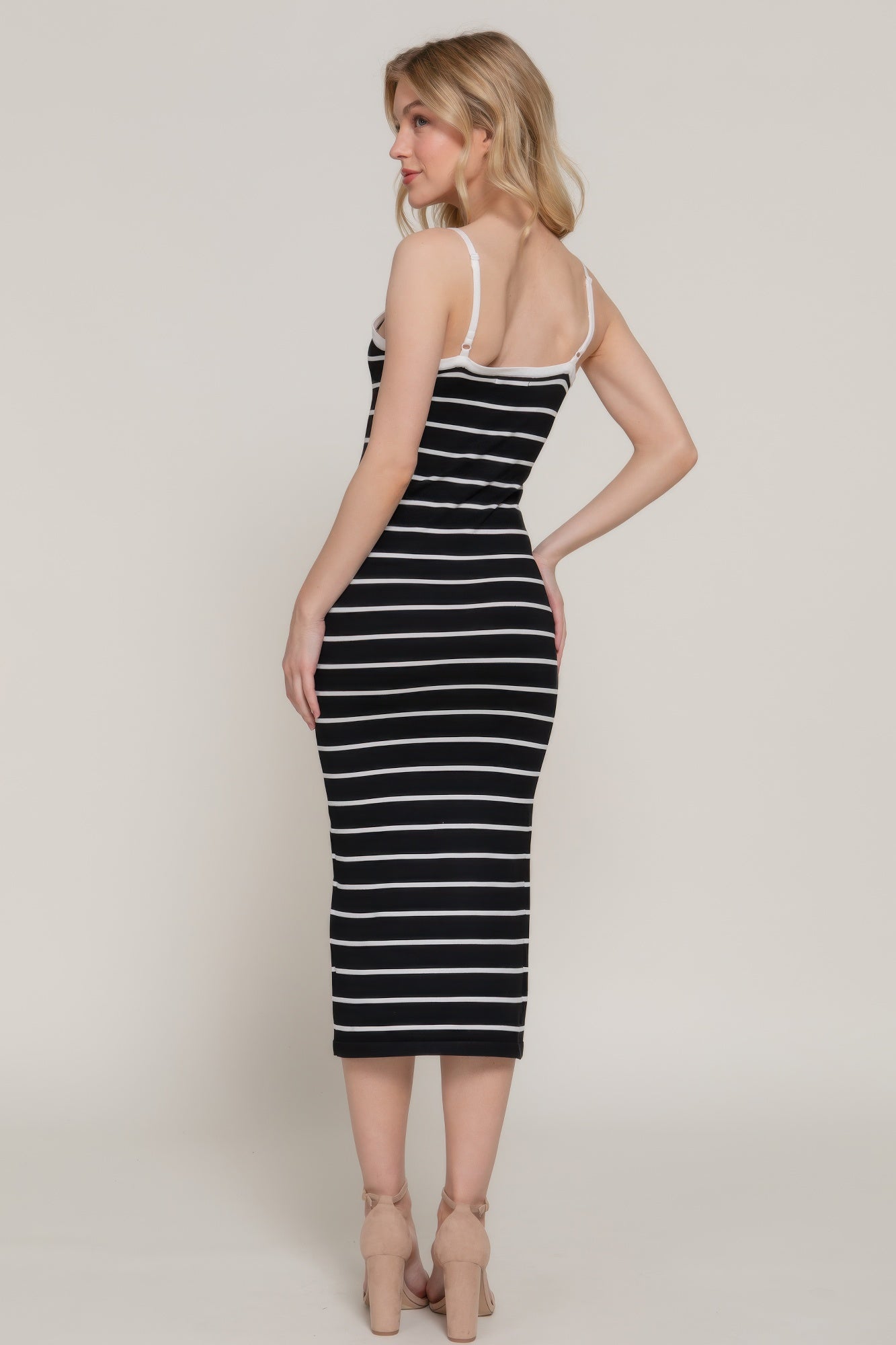 Straight Neck Stripe Spring Sweater Dress product image