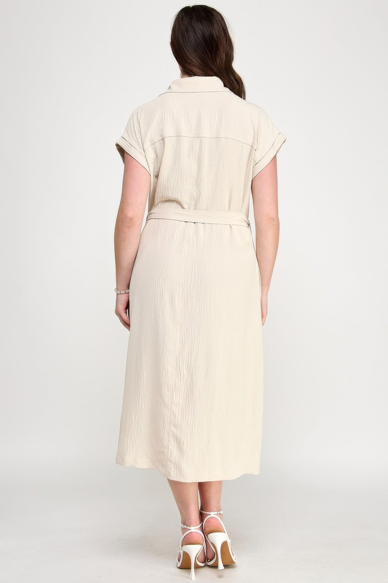 Front Tied Buttoned Short Sleeve Dress product image