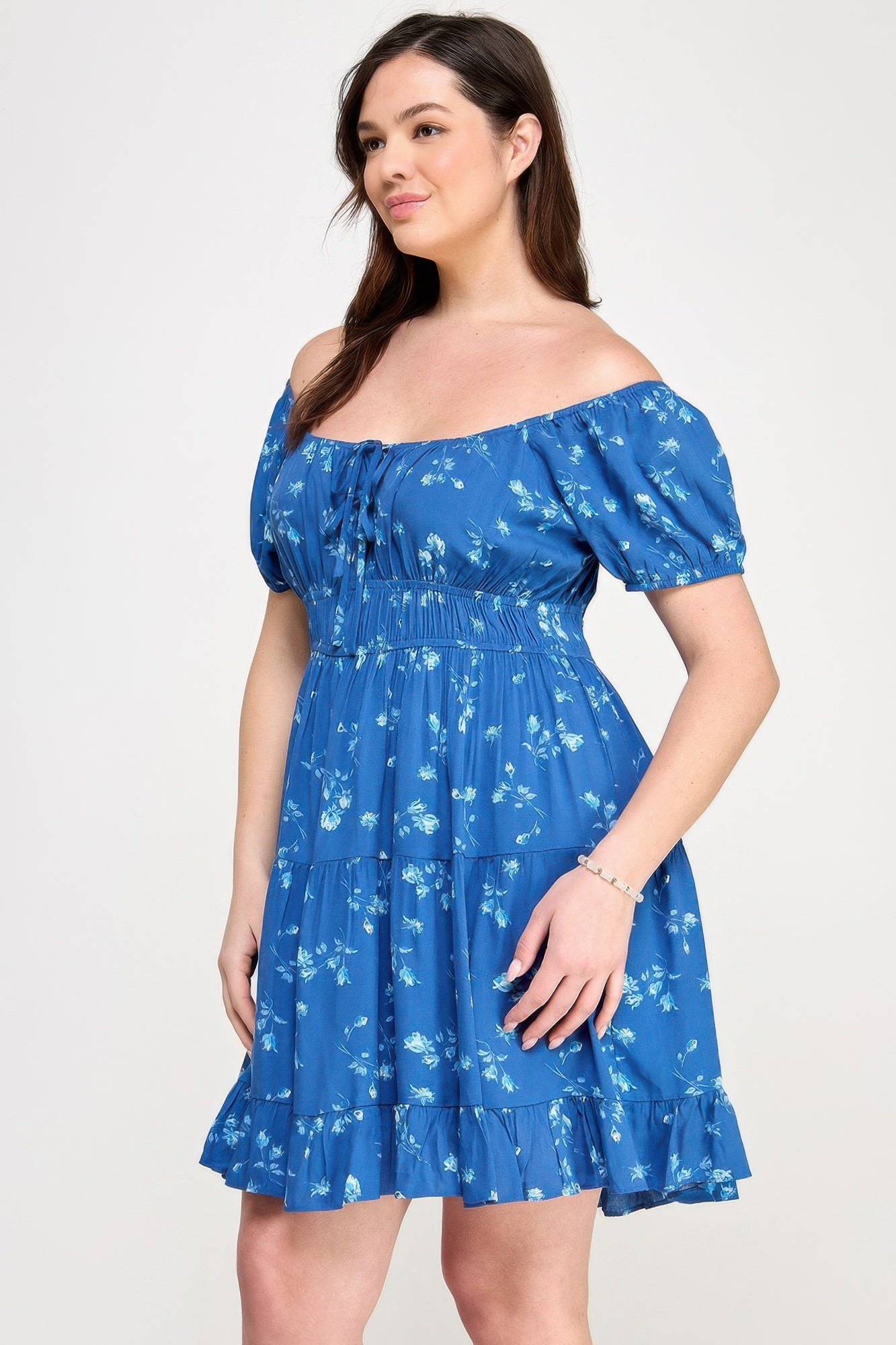 Floral Front-tie Elastic Waist Ruffle Dress product image