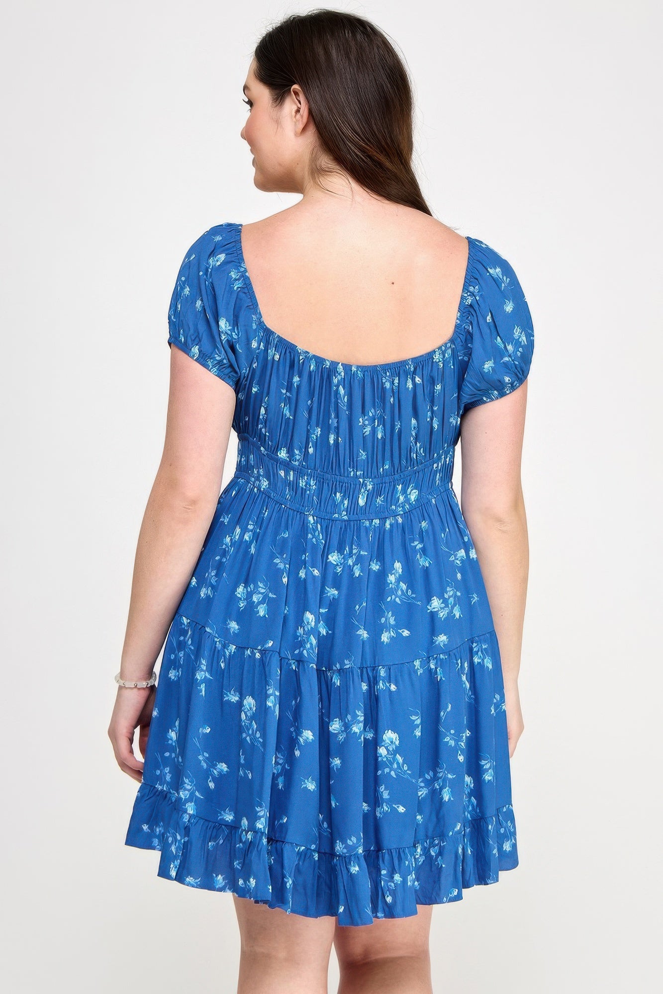 Floral Front-tie Elastic Waist Ruffle Dress product image