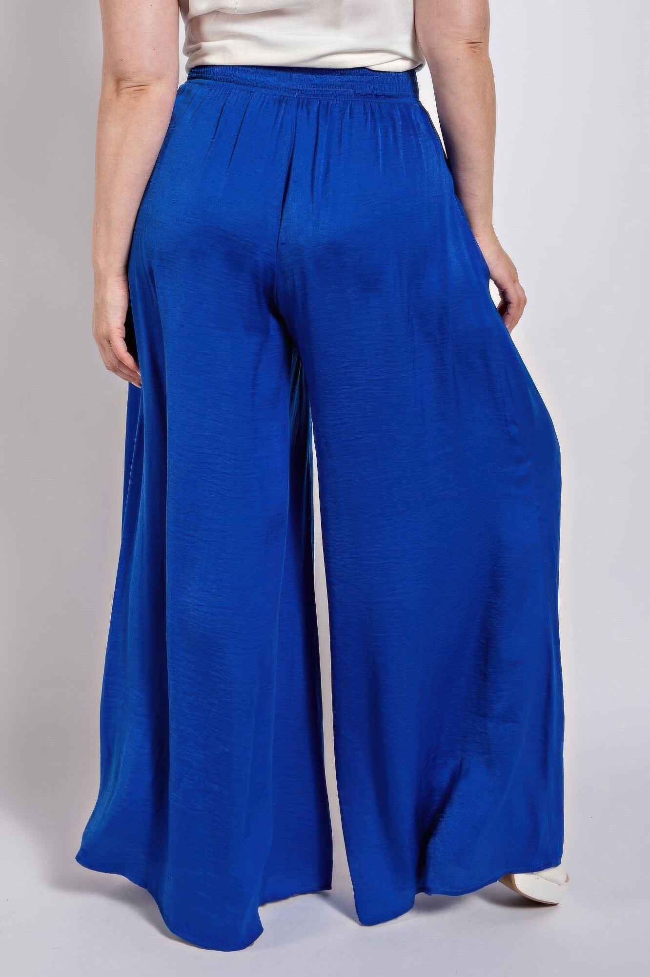 Washed Satin Wide Pants With Waist Smocked product image