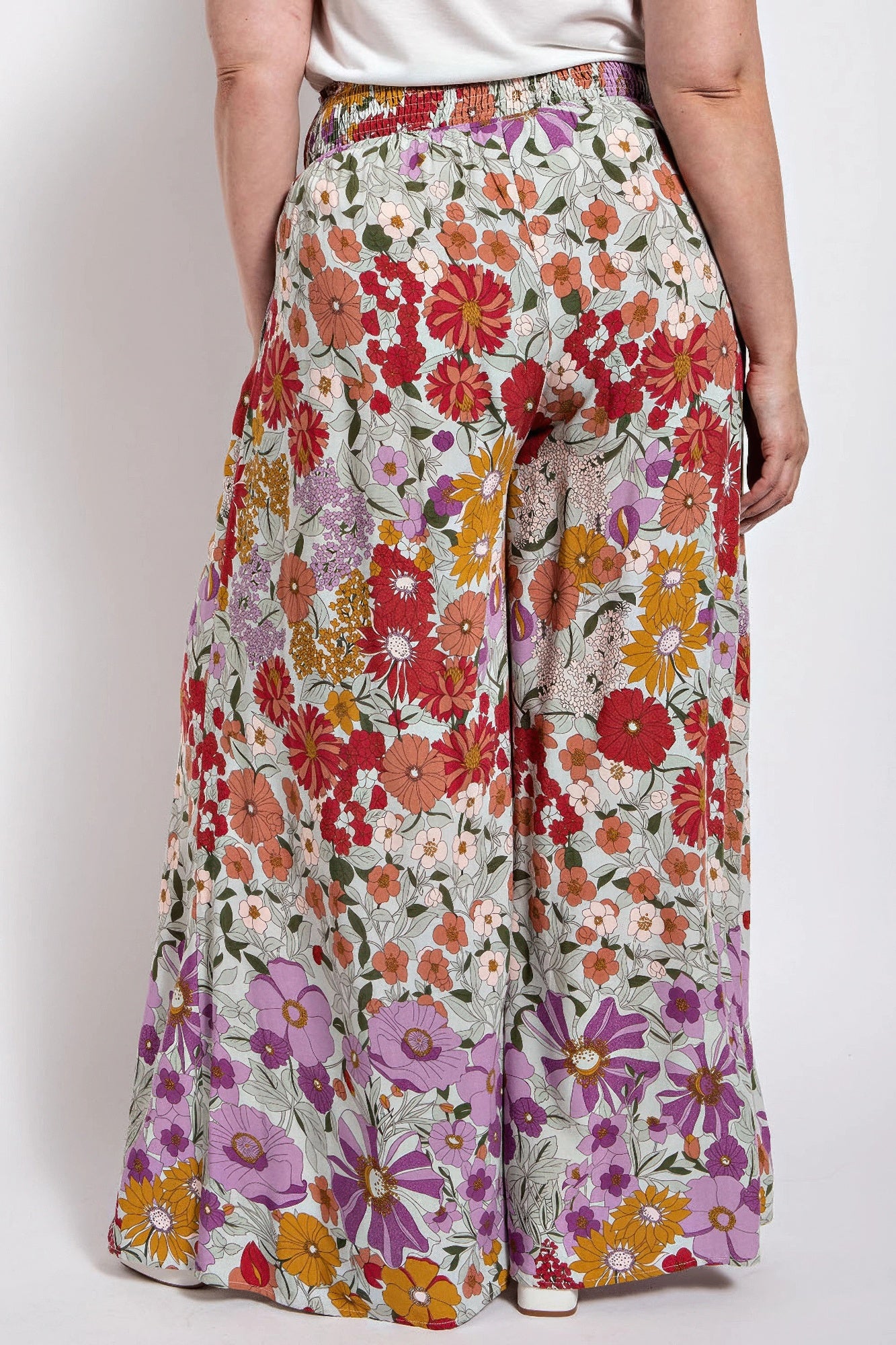 Flare Wide Leg And Waist Smocked Pants With Side Pocket product image