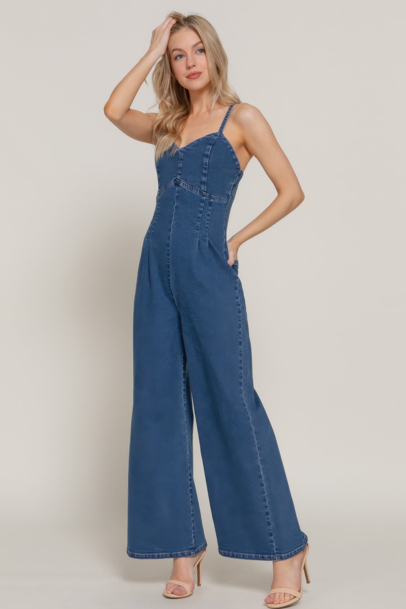 Cami Stretch Denim Jumpsuit product image