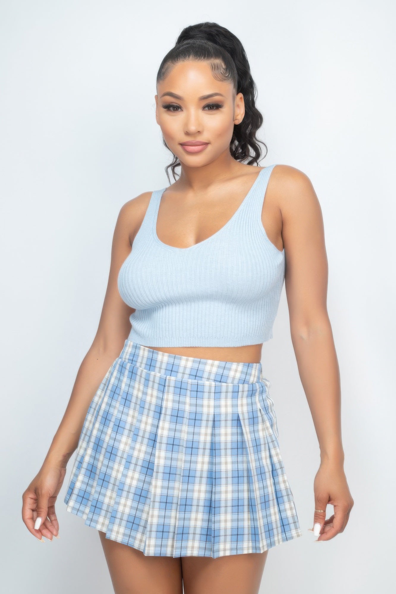 Crop Tank Top & Cardigan Sweater Set product image