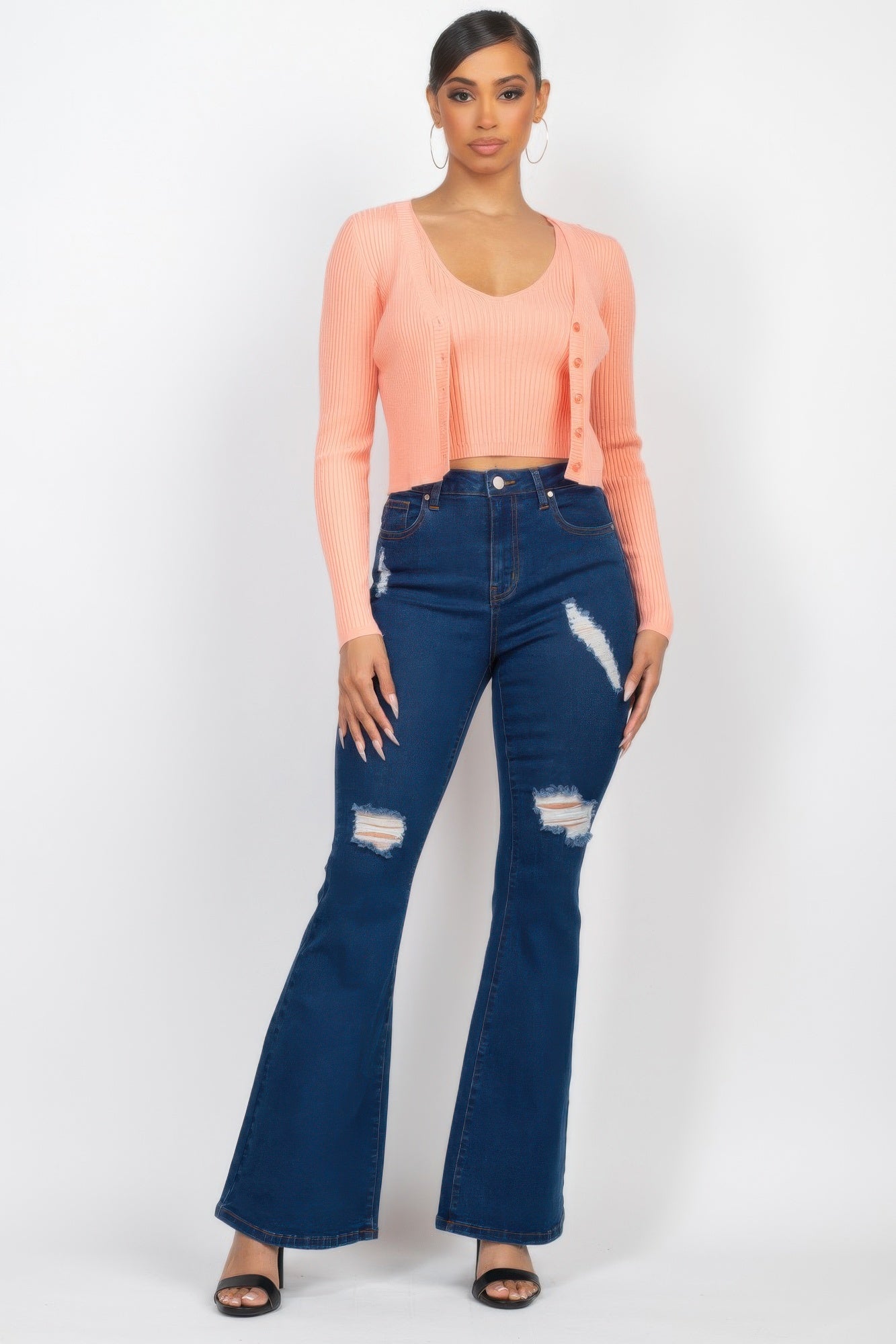 Crop Tank Top & Cardigan Sweater Set product image