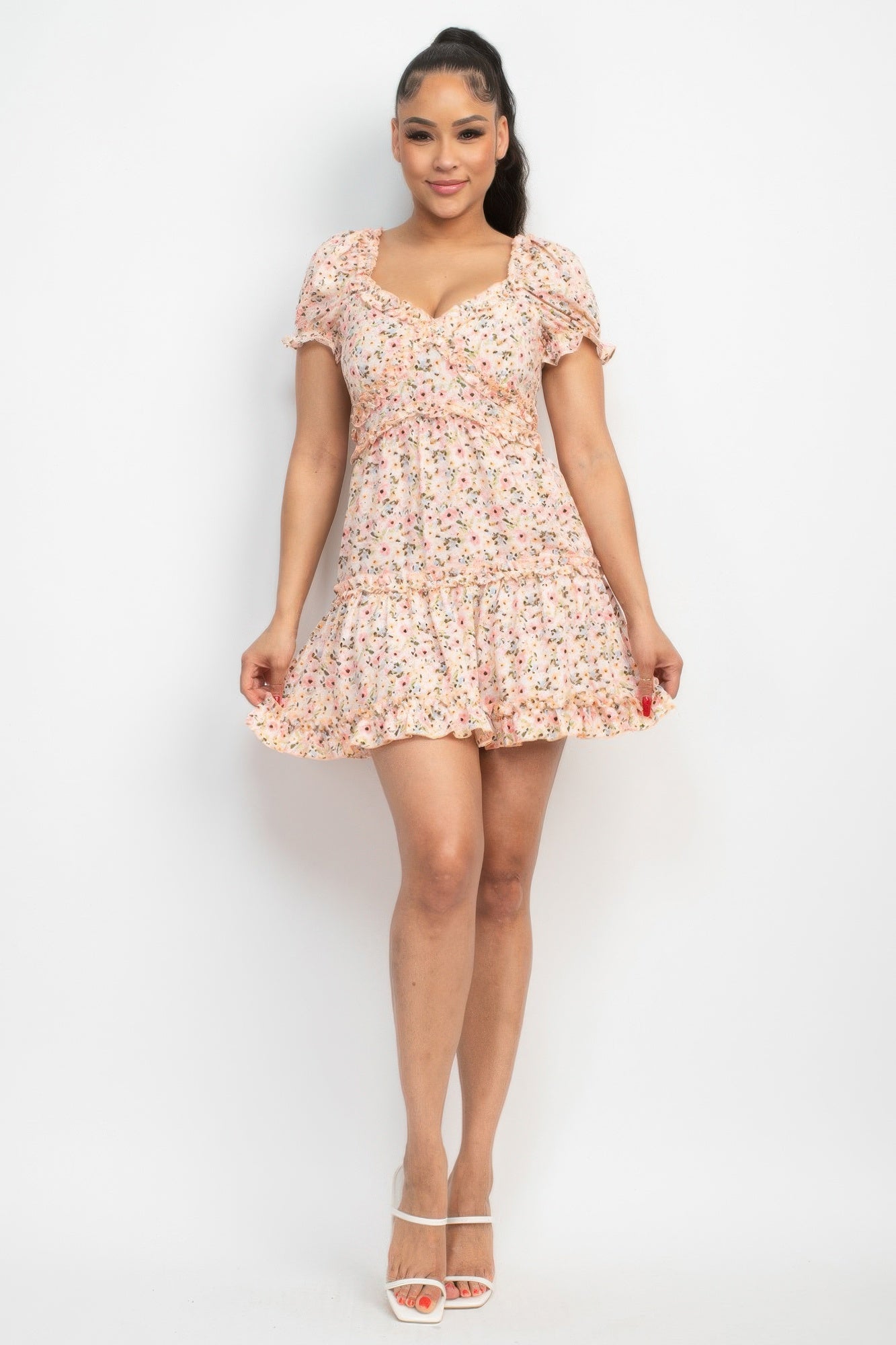Ruffled Floral Puff Sleeve Dress product image