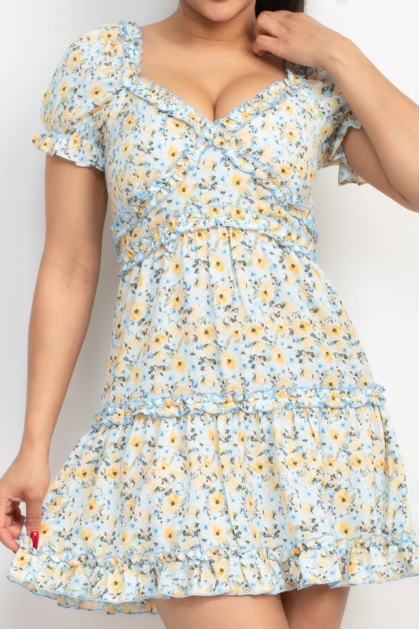 Ruffled Floral Puff Sleeve Dress product image