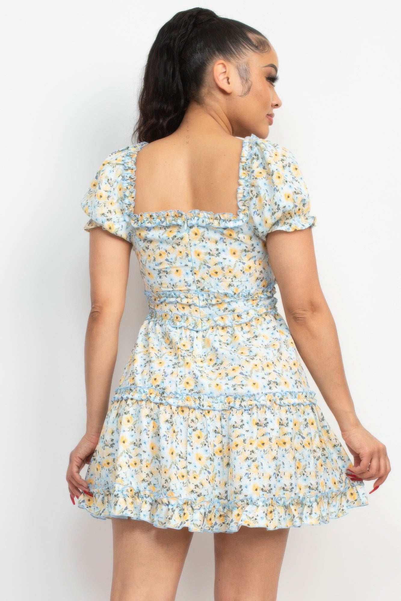 Ruffled Floral Puff Sleeve Dress product image
