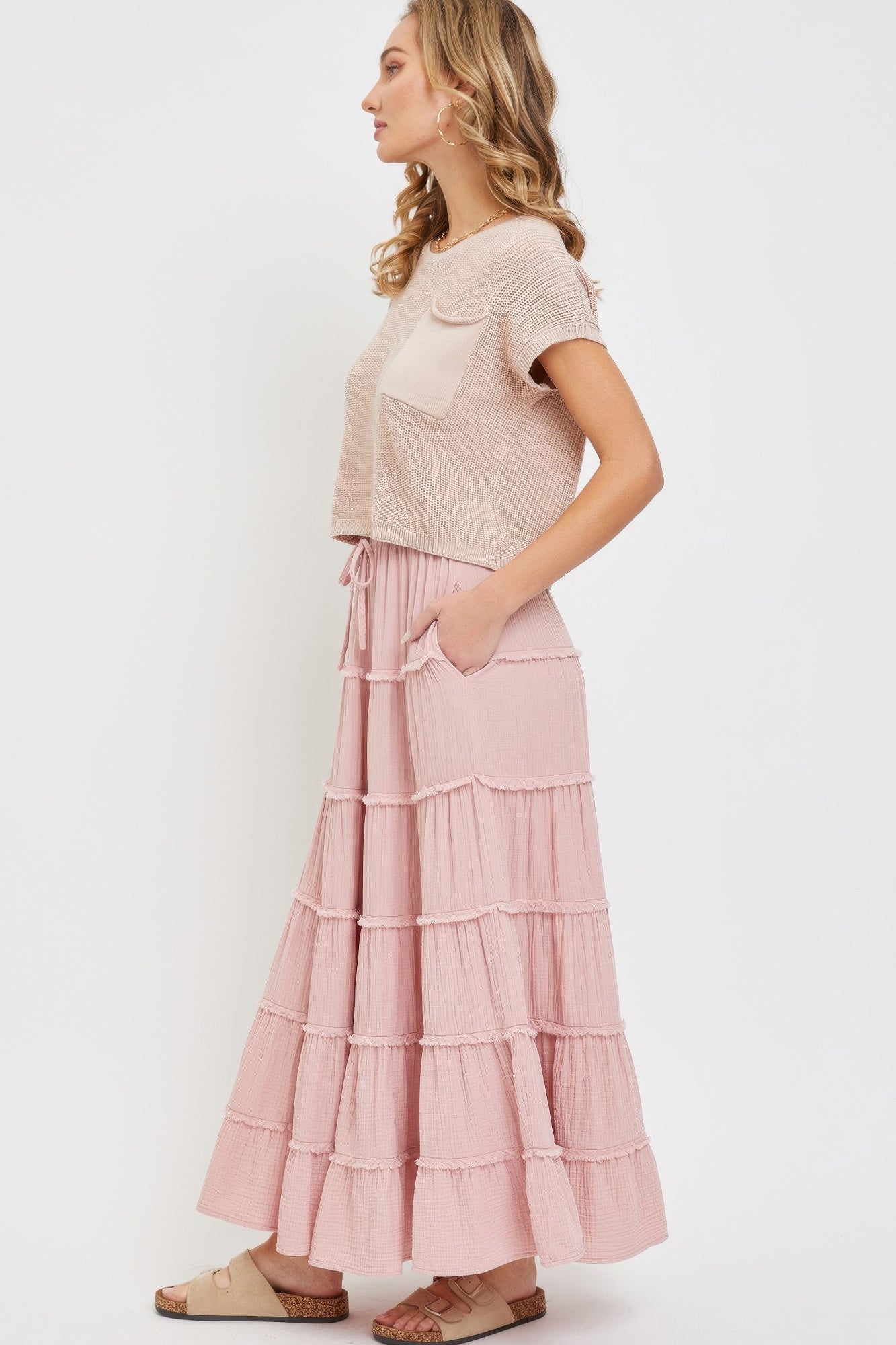 Cotton Gauze Tiered Maxi Skirt product image