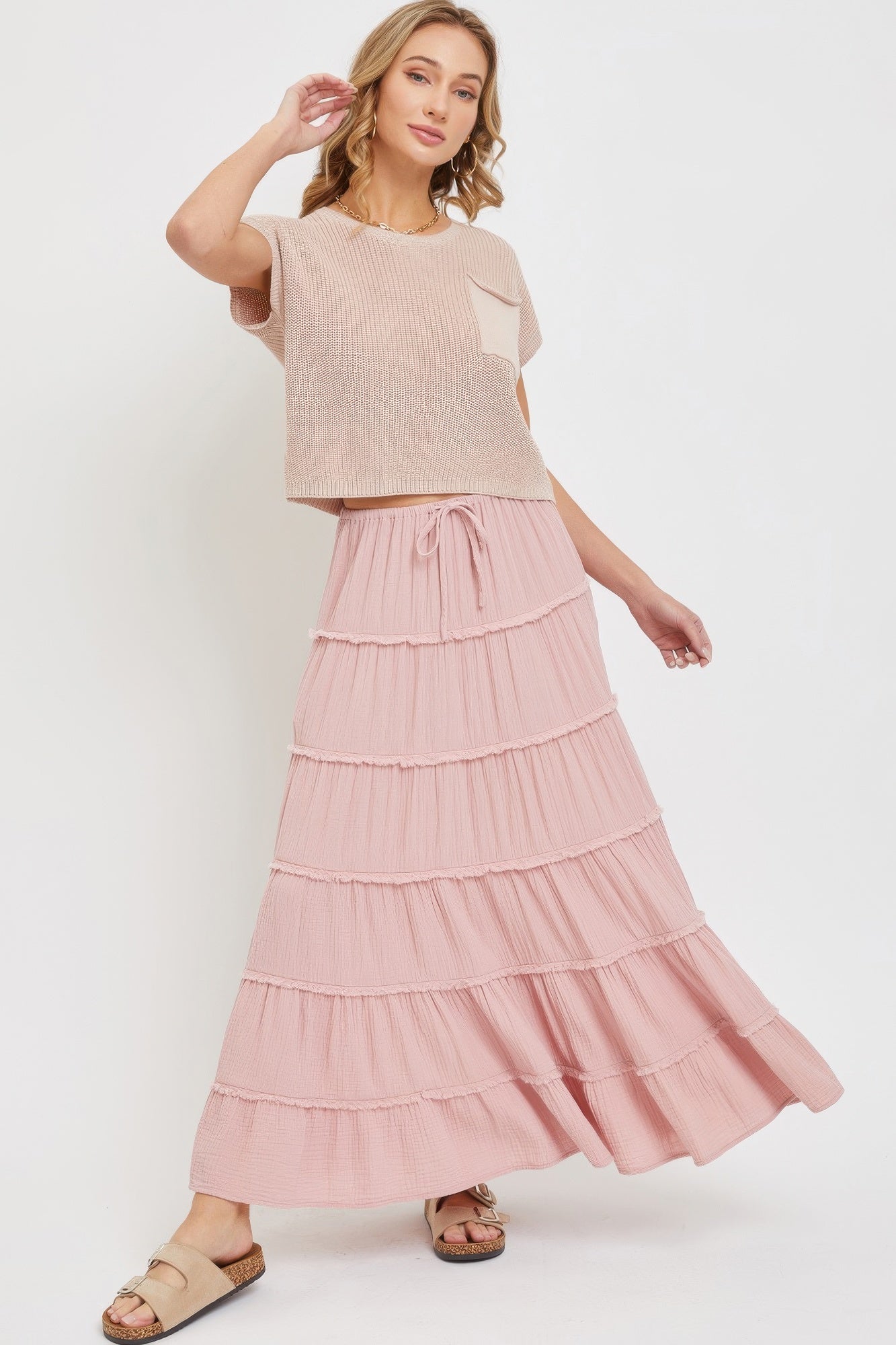 Cotton Gauze Tiered Maxi Skirt product image