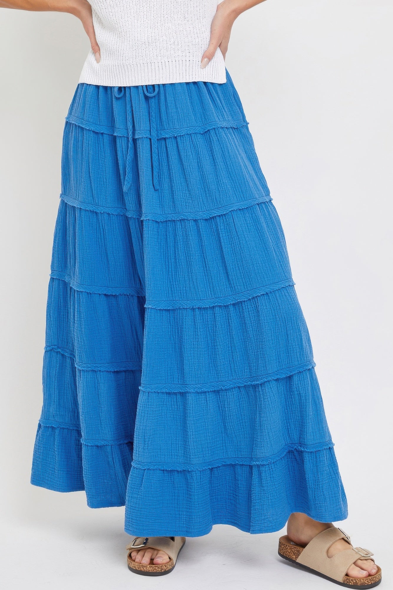 Cotton Gauze Tiered Maxi Skirt product image