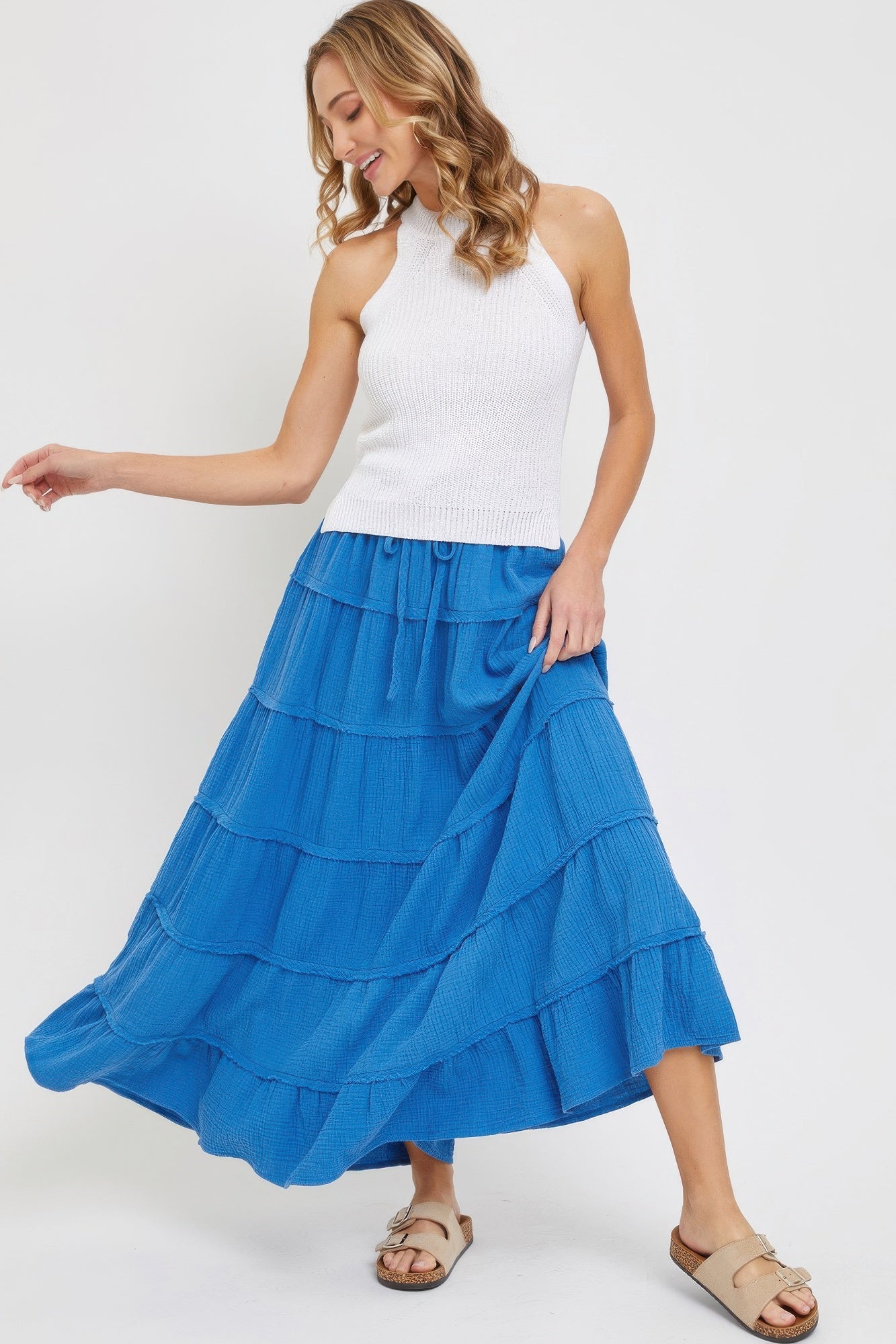 Cotton Gauze Tiered Maxi Skirt product image