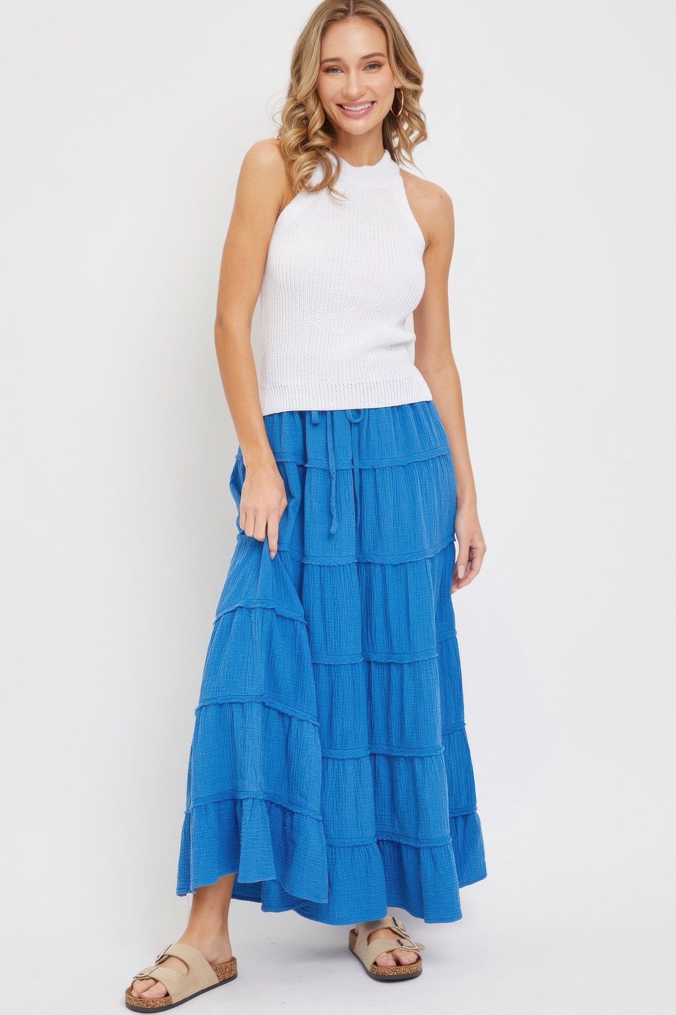 Cotton Gauze Tiered Maxi Skirt product image