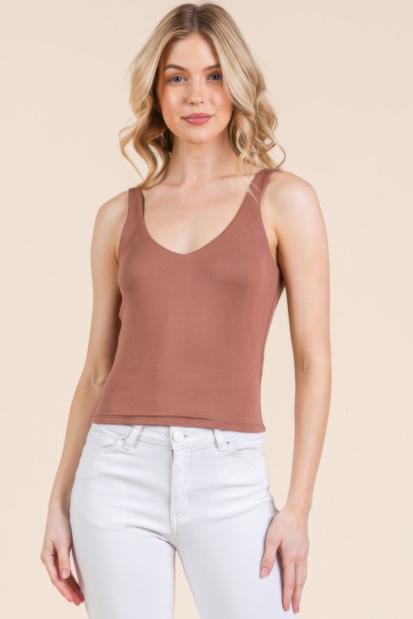 V-neck Basic Double Layers Tank Top product image