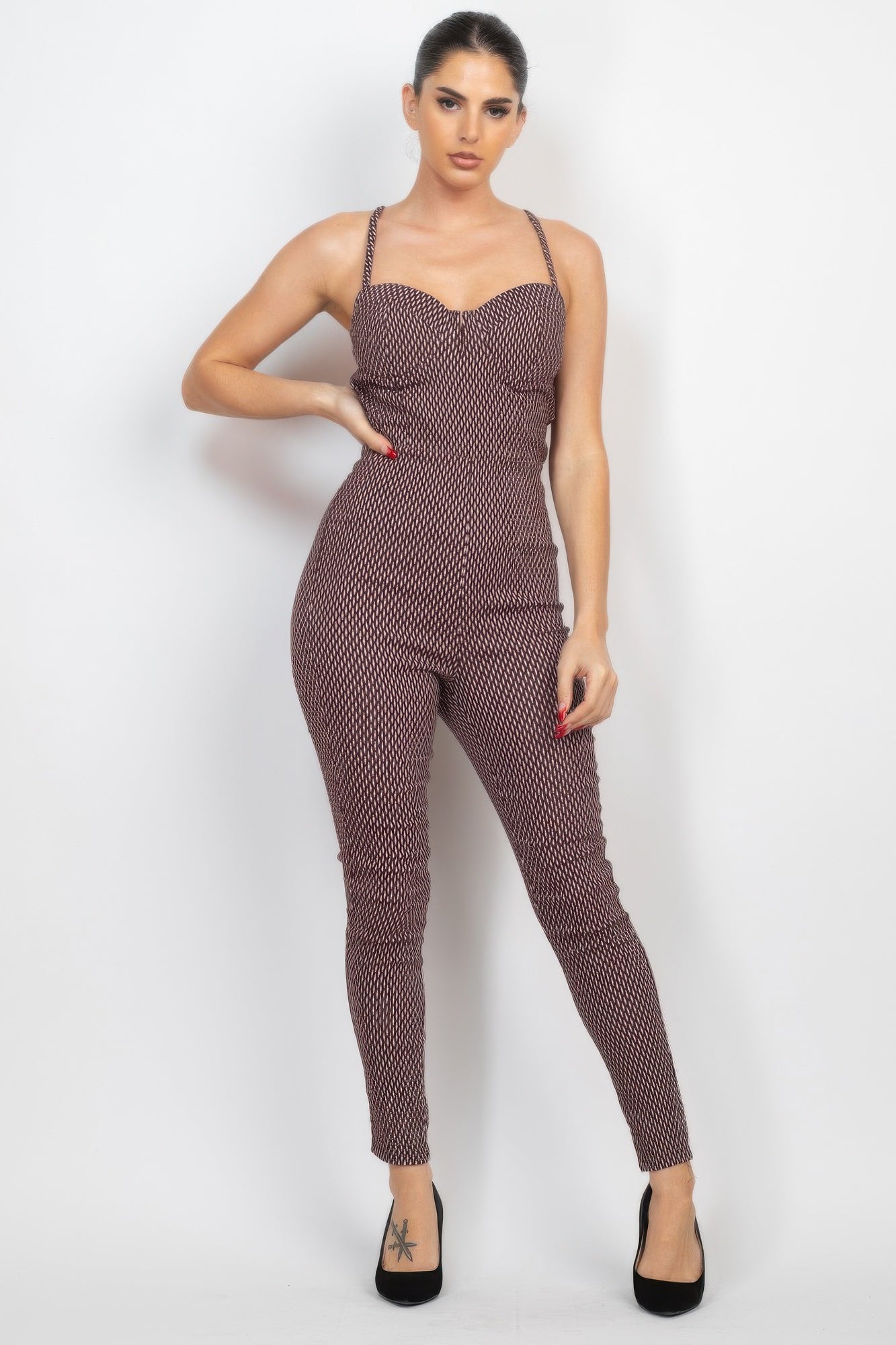 Plaid Sleeveless Zippered Jumpsuit product image