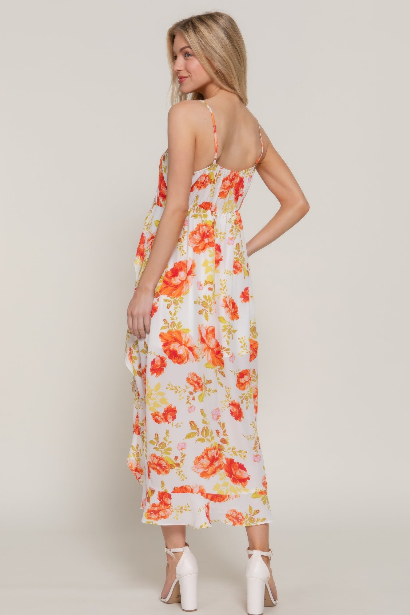 Floral Print Ruffle Slip Midi Dress product image