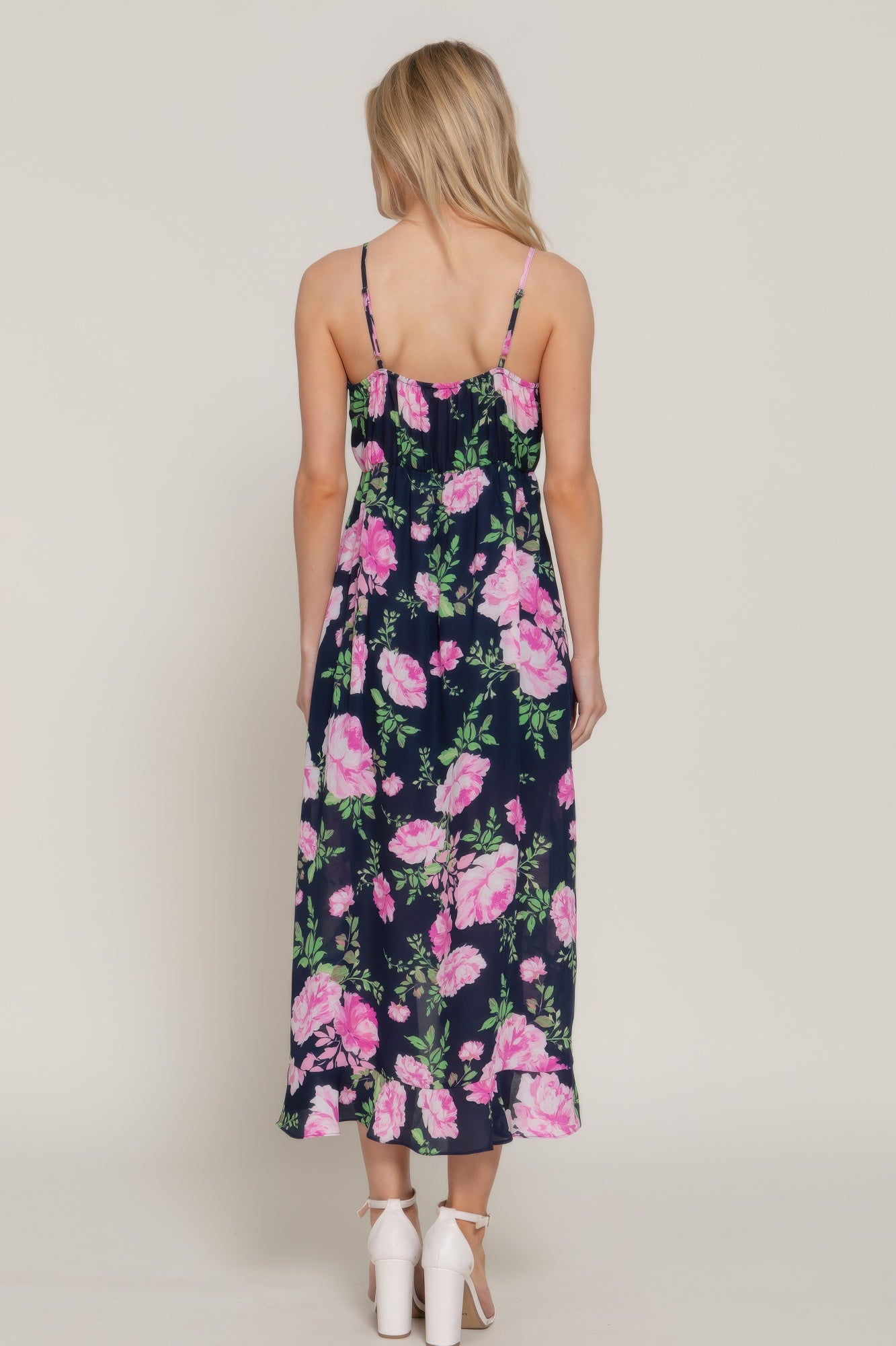 Floral Print Ruffle Slip Midi Dress product image