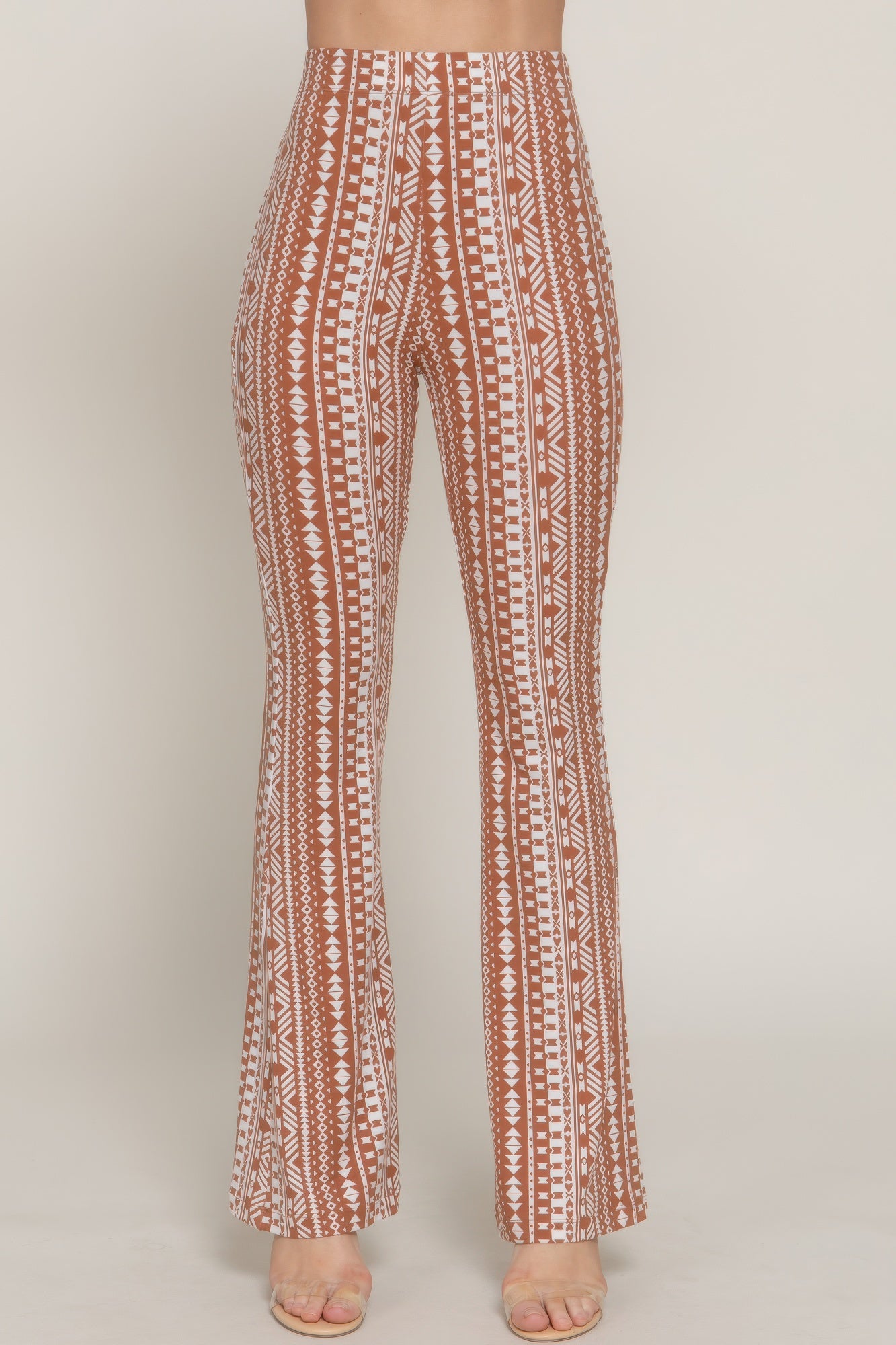 Waist Elastic Slim Flare Print Pants product image