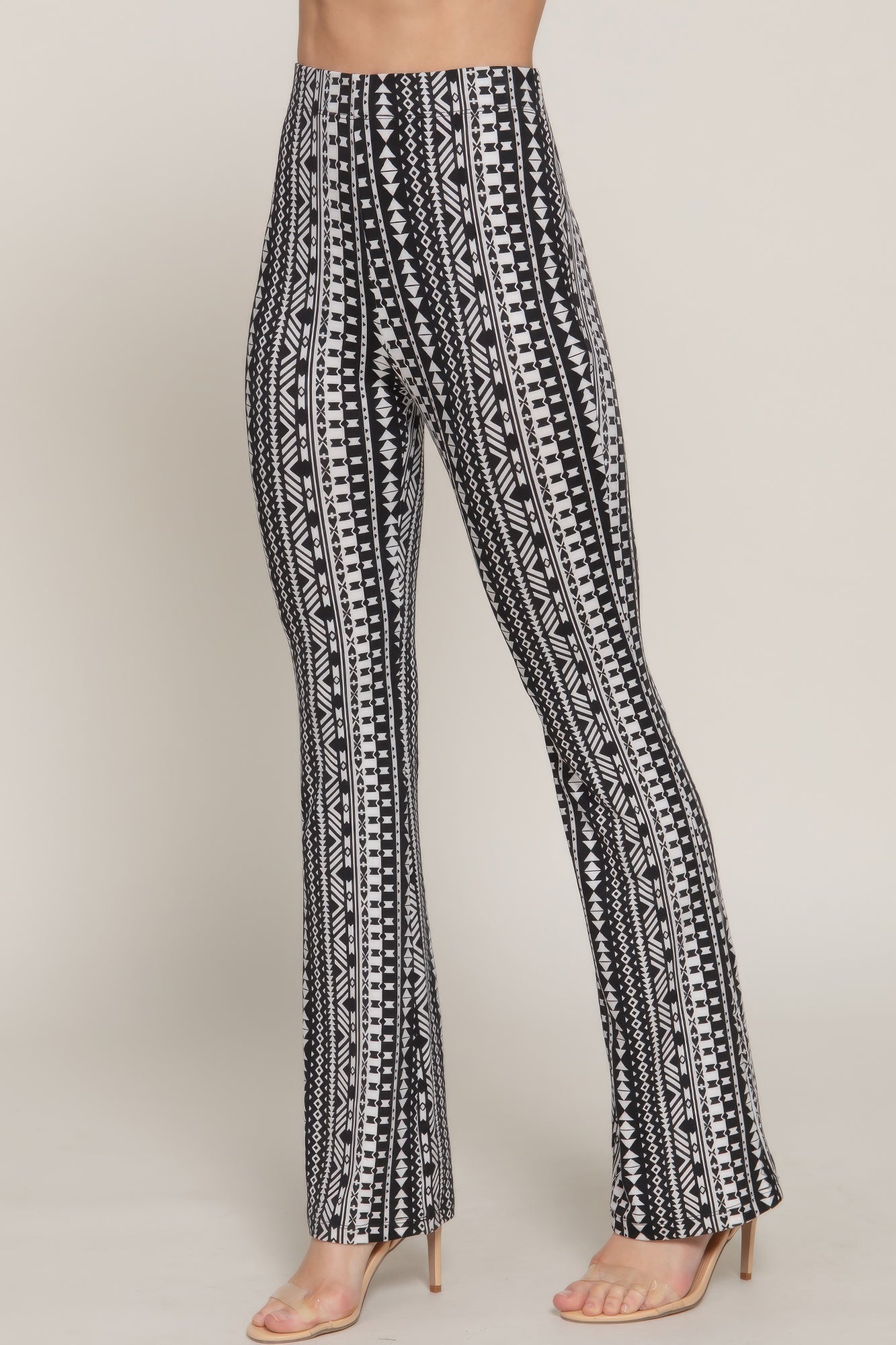 Waist Elastic Slim Flare Print Pants product image