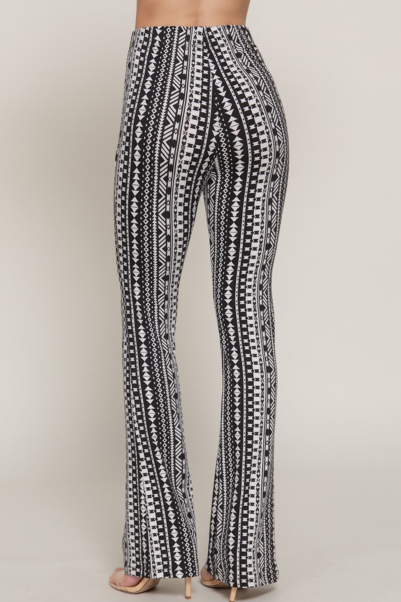 Waist Elastic Slim Flare Print Pants product image