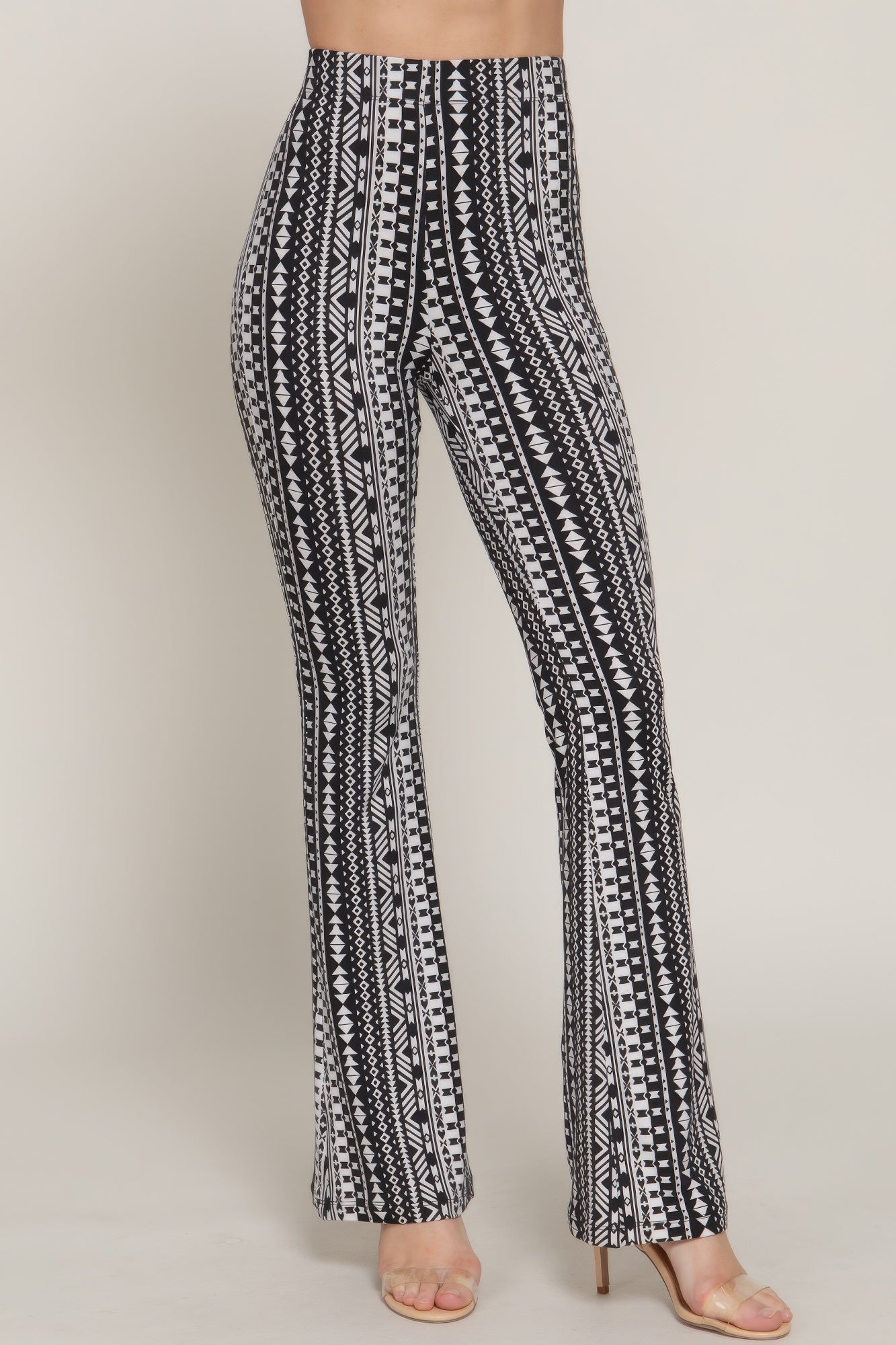 Waist Elastic Slim Flare Print Pants product image
