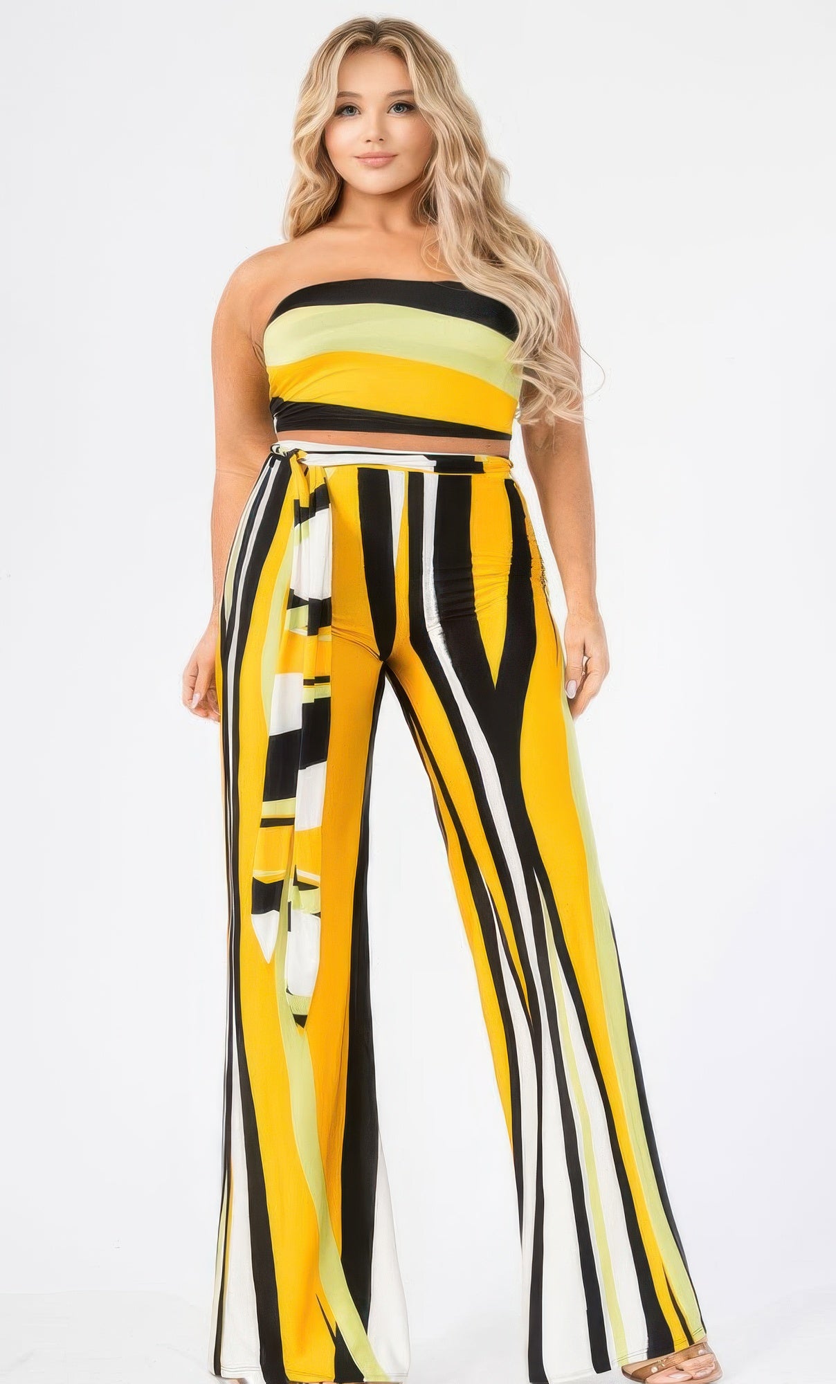 Plus Colorblock Stripe 2 Piece Pants Set product image